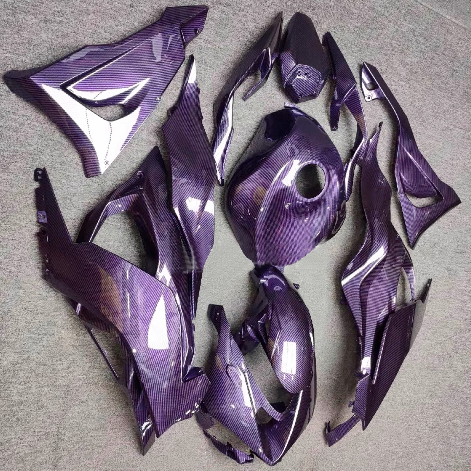 Amotopart 2024-2025 Kawasaki ZX-6R Purple Carbon Fiber Pattern Fairing Kit