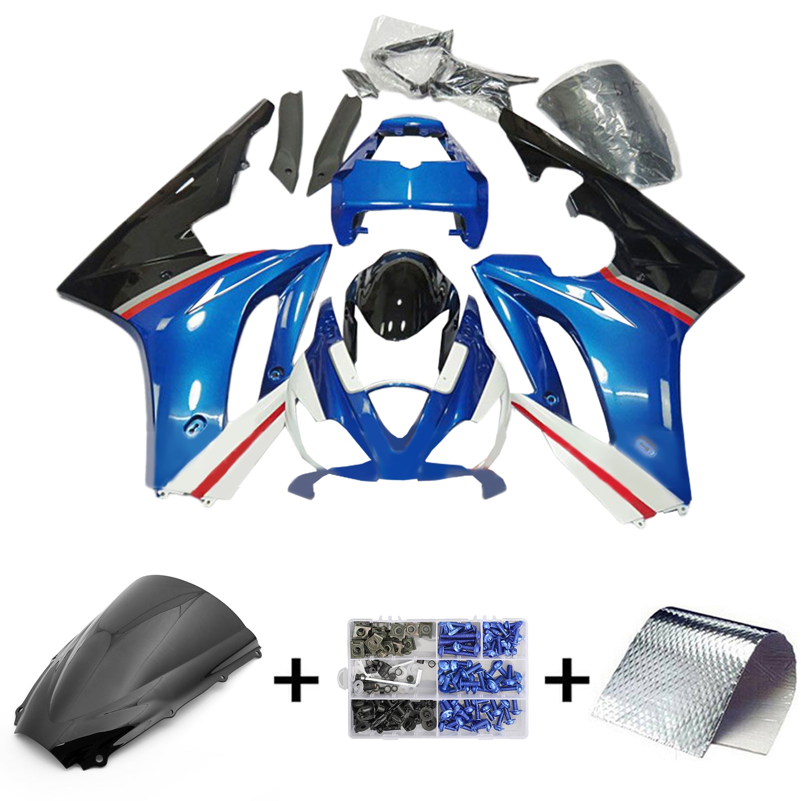 Amotopart 2006-2008 Triumph Daytona 675 Kit de carenado blanco y azul Style3