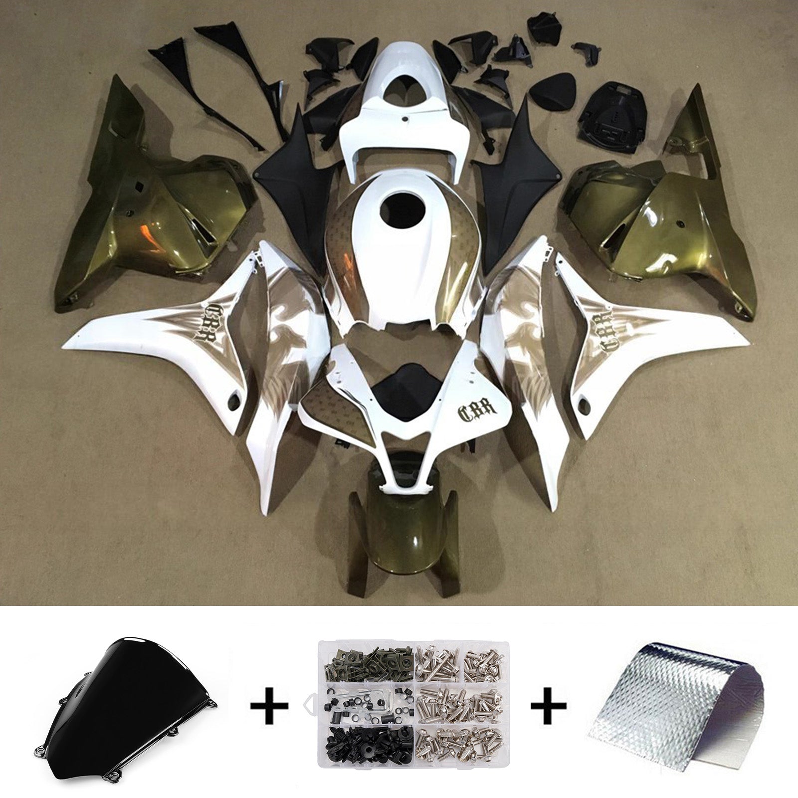 Amotopart 2009-2012 Honda CBR600RR White Black Fairing Kit