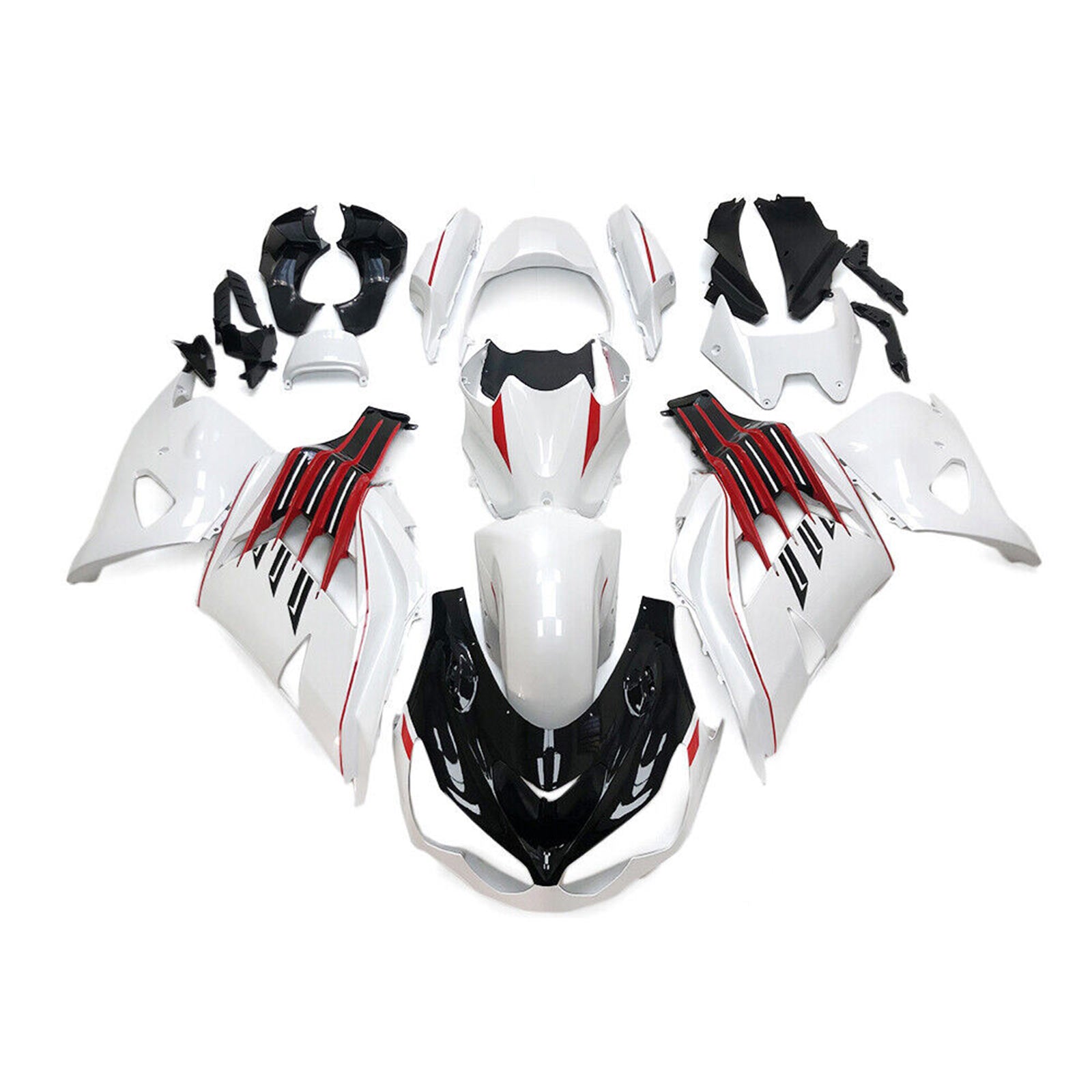 Amotopart 2012-2022 Kawasaki ZX14R ZZR1400 Kit de carénage noir blanc et rouge