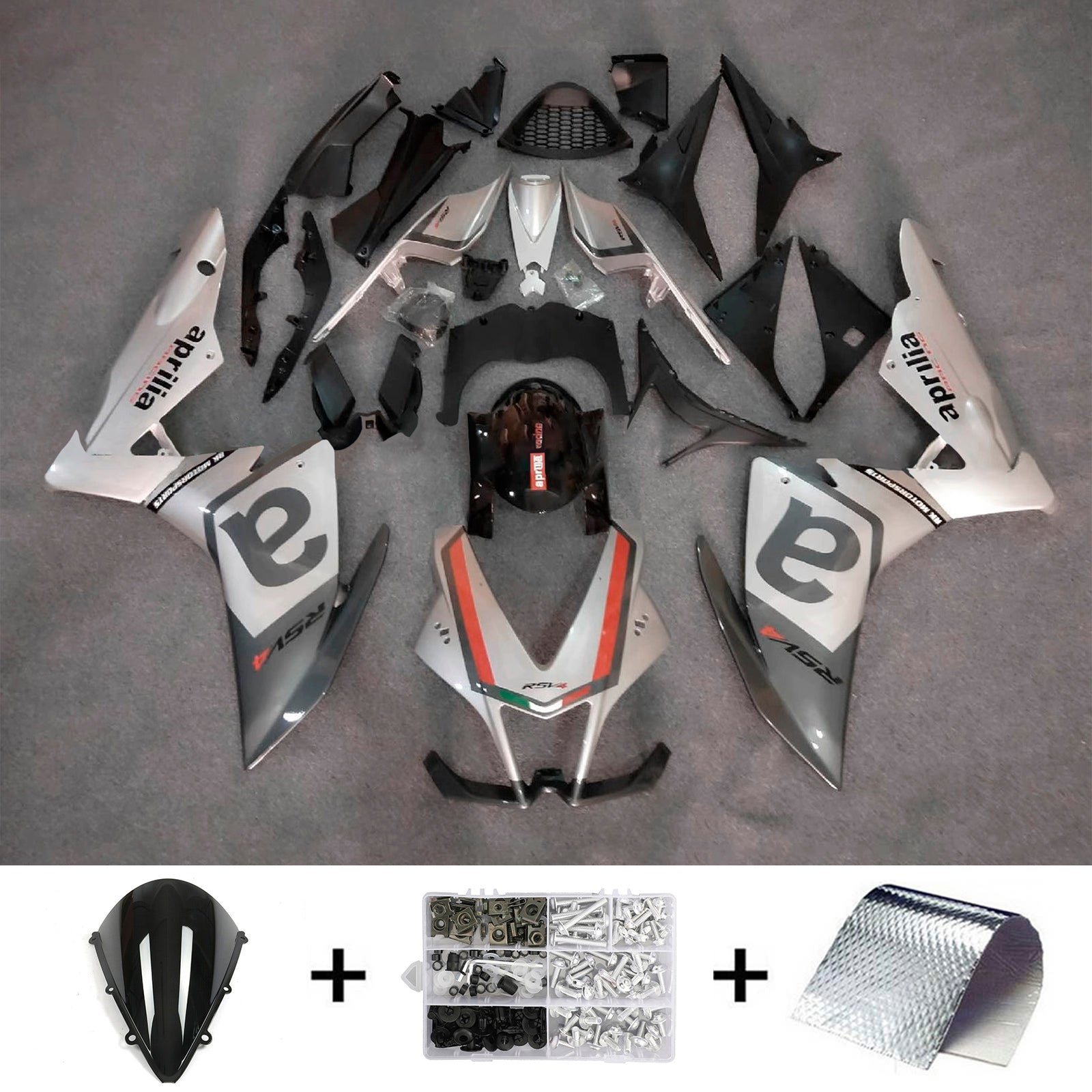 Amotopart 2009-2015 Aprilia RSV4 1000 Gray Silver Fairing Kit