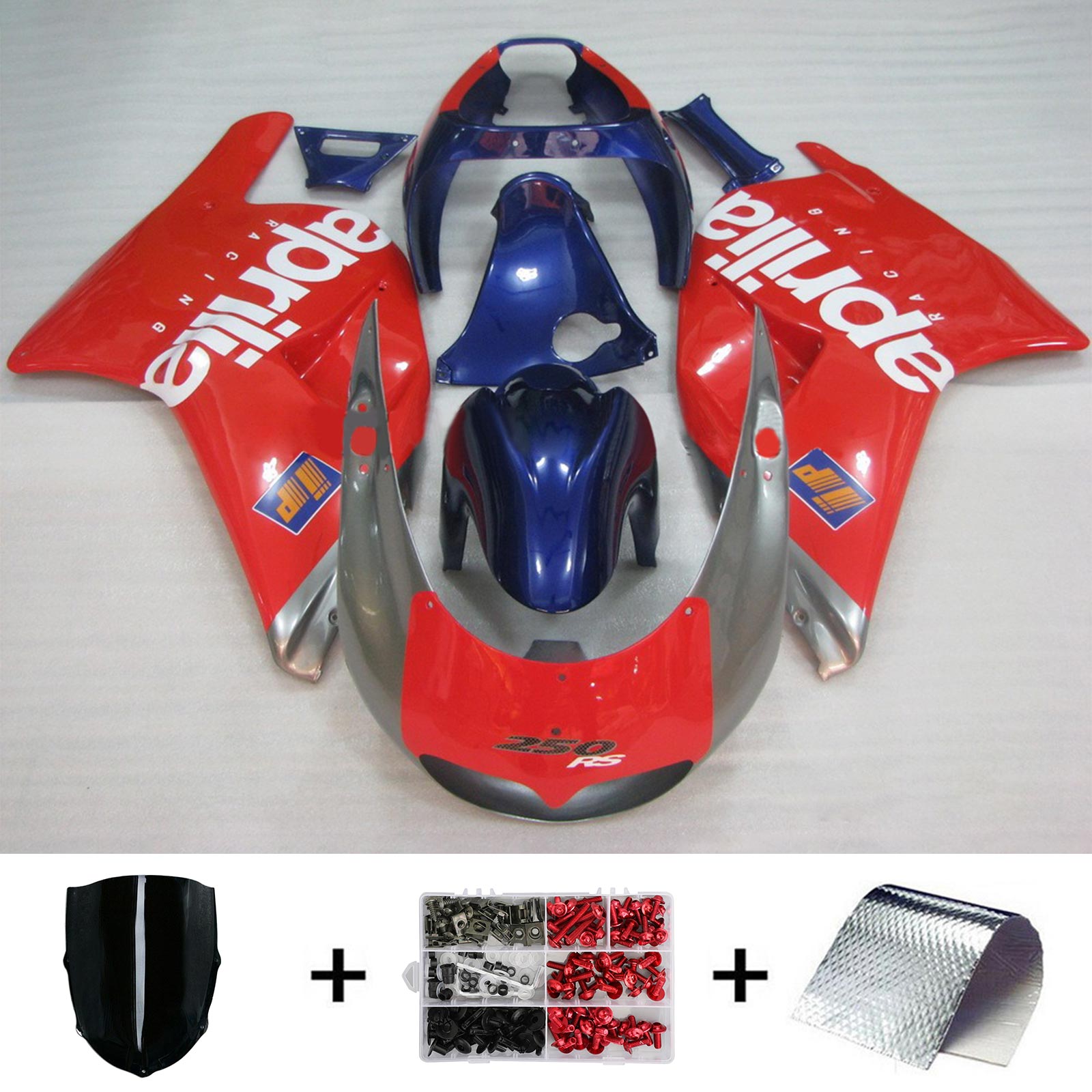 Amotopart 1994-1997 Aprilia RS250 Kit de carénage bleu rouge gris