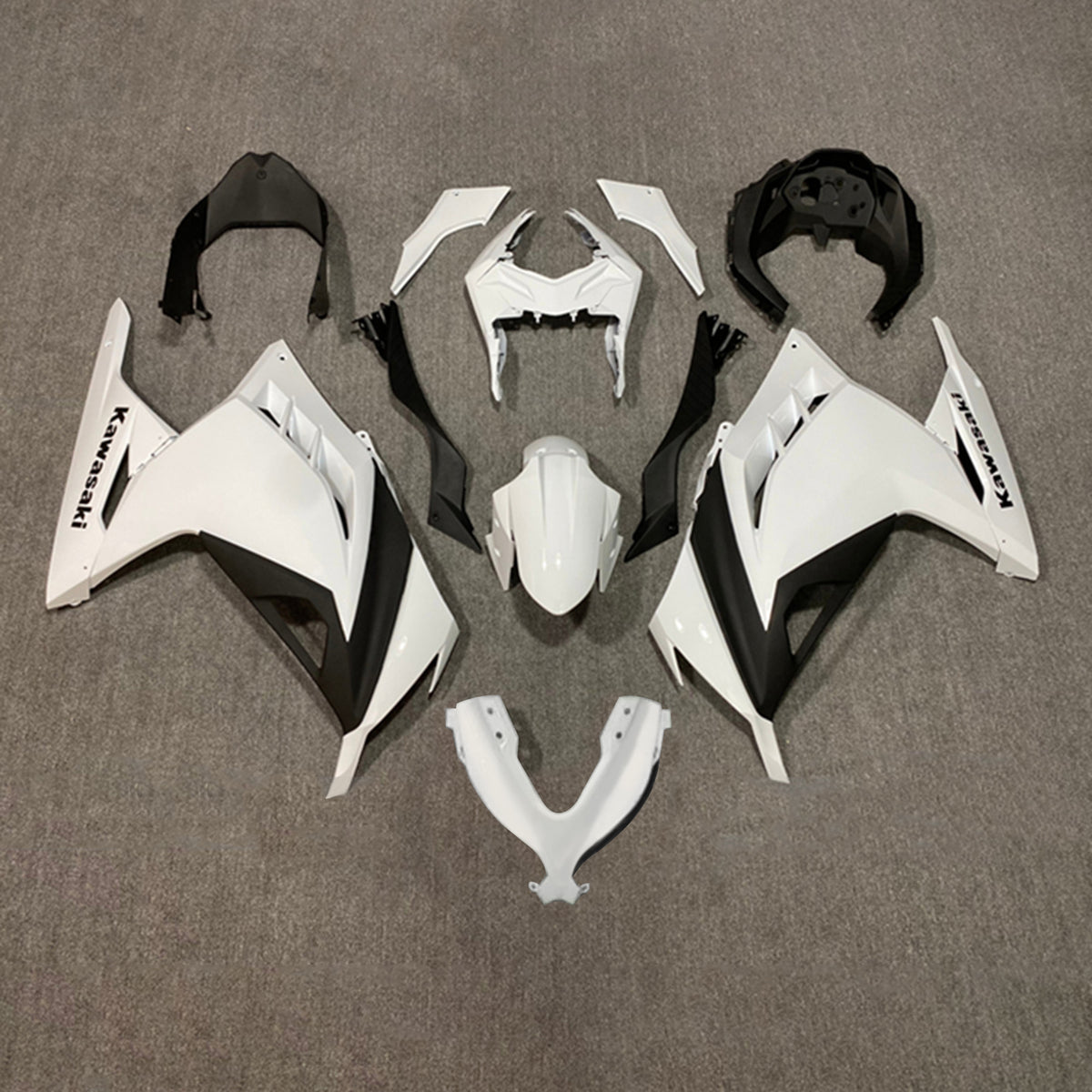 Amotopart 2013-2024 Kawasaki EX300/Ninja300 Kit de carénage blanc et noir