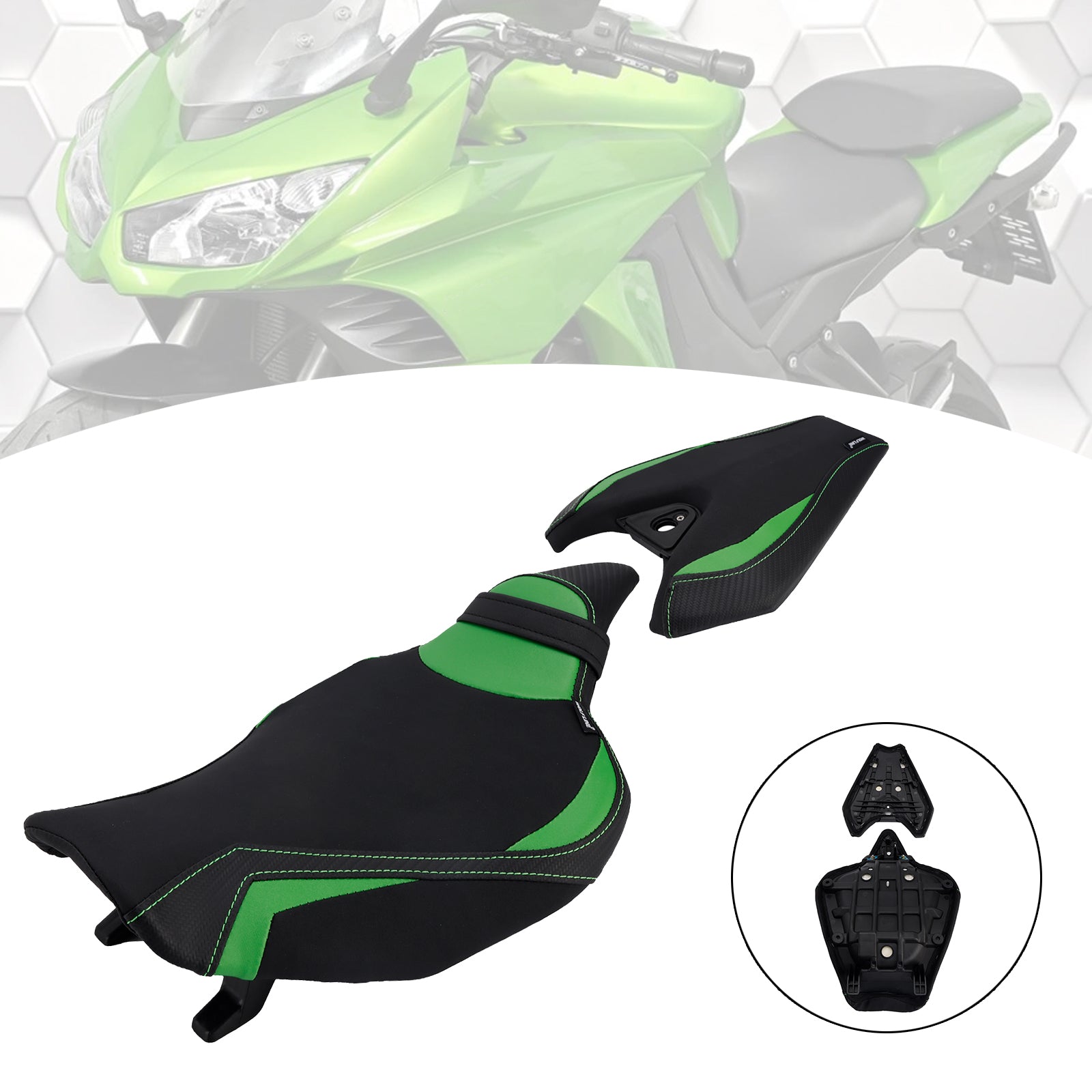 2014-2025 Kawasaki Z1000 anteriore inferiore con sedile posteriore conducente verde1