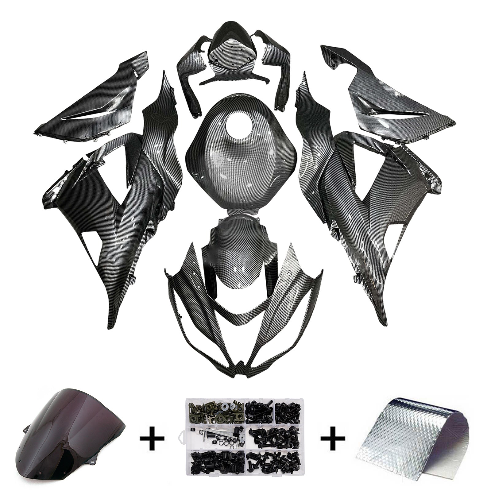 Amotopart 2013-2018 Kawasaki ZX6R 636 Kohlefaser-Musterverkleidung Kit