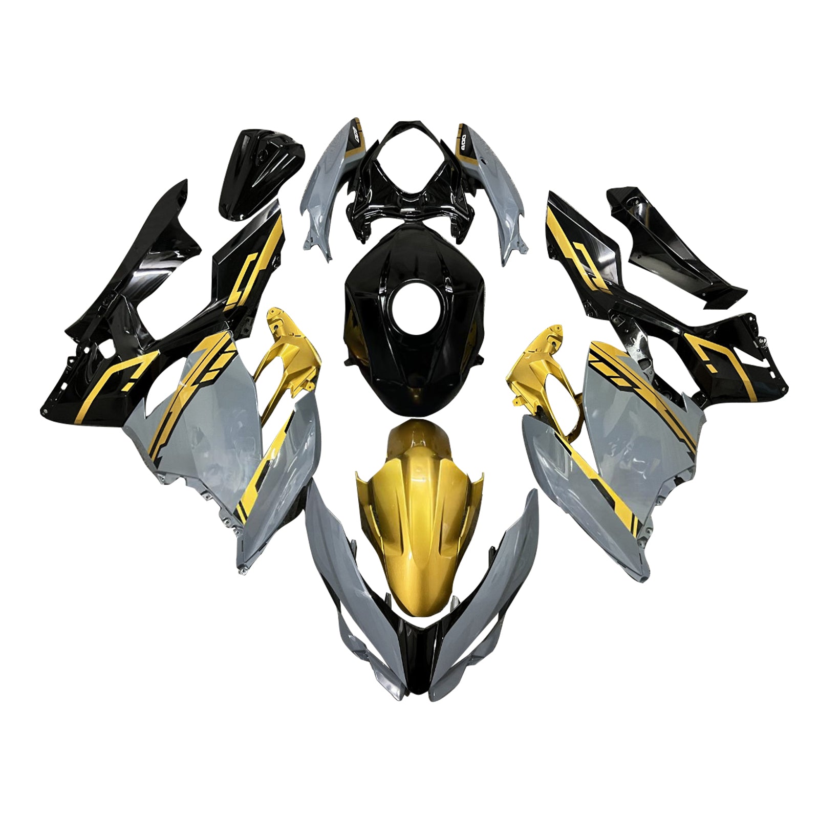 Amotopart 2018-2024 Kawasaki EX400 Ninja400 Black Gray Yellow Fairing Kit