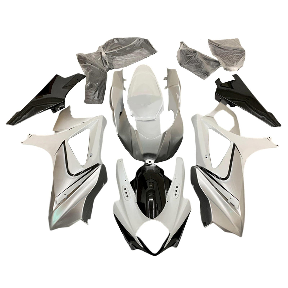 Amotopart 2007-2008 Suzuki GSXR1000 K7 Kit de carenado blanco y gris