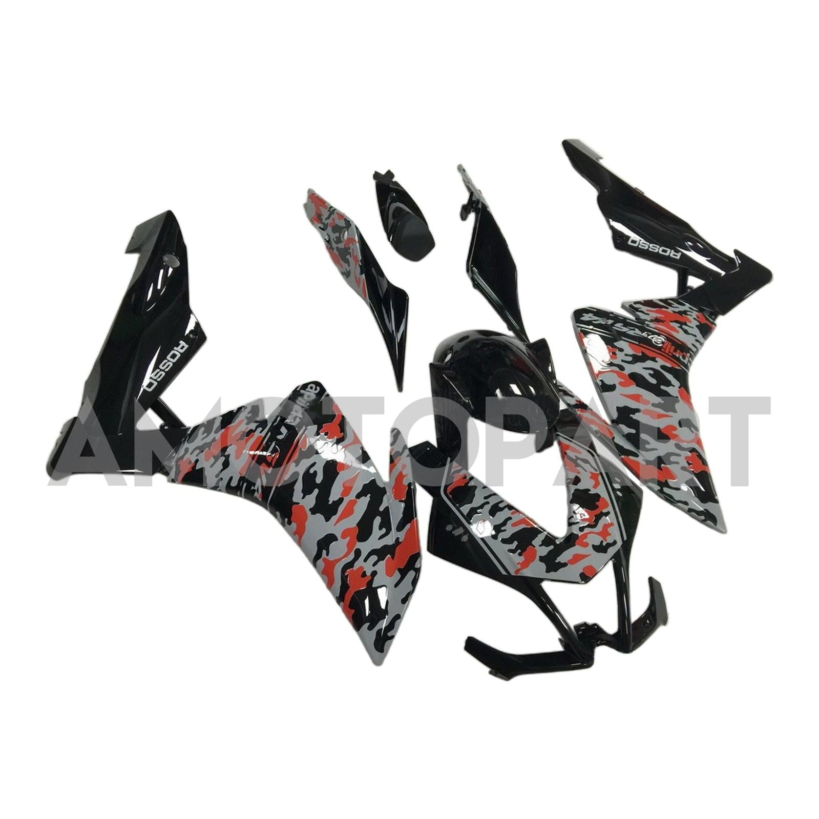 Amotopart 2009-2015 RSV4 1000 Aprilia Red&Grey Camo Fairing Kit