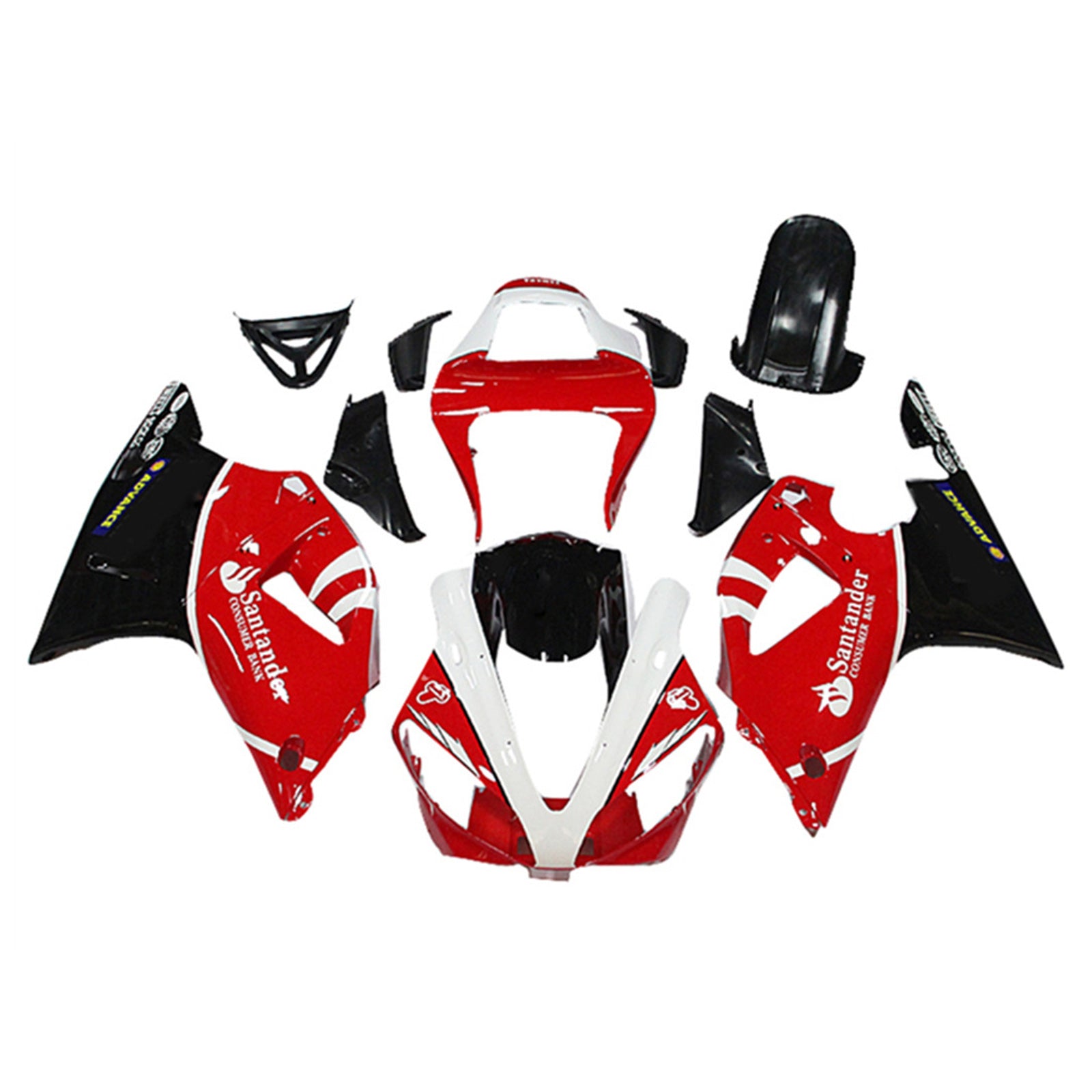 Amotopart 2000-2001 YZF 1000 R1 Yamaha Rojo y Blanco Style4 Kit de carenado