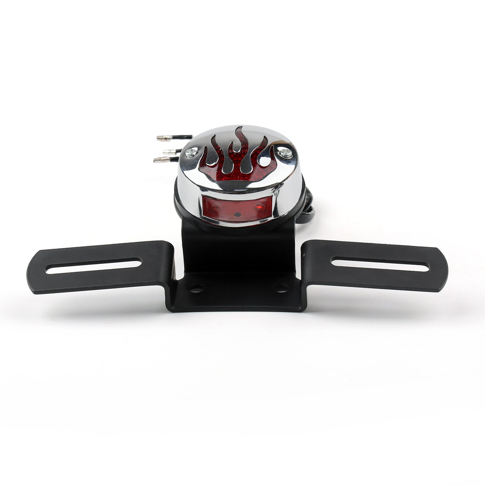 LED Flame Fire Rear Tail light Brake Light For Cafe Racer Bobber Chrome