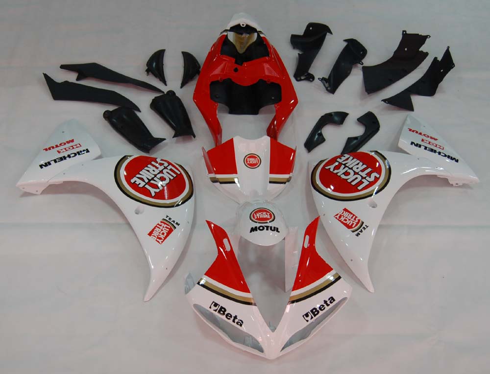 Amotopart 2009-2011 Yamaha YZF 1000 R1 White&Red Lucky Strike Style4 Fairing Kit