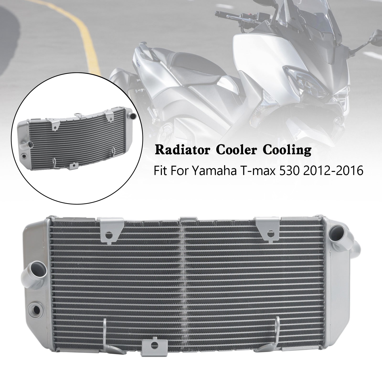 12-16 Yamaha TMAX530 T-max 530 Aluminum Radiator Cooling Cooler Silver