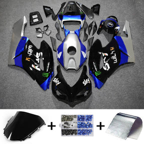 Amotopart 2004-2005 Honda CBR1000RR Bleu et Argent avec kit de carénage Monster Logo