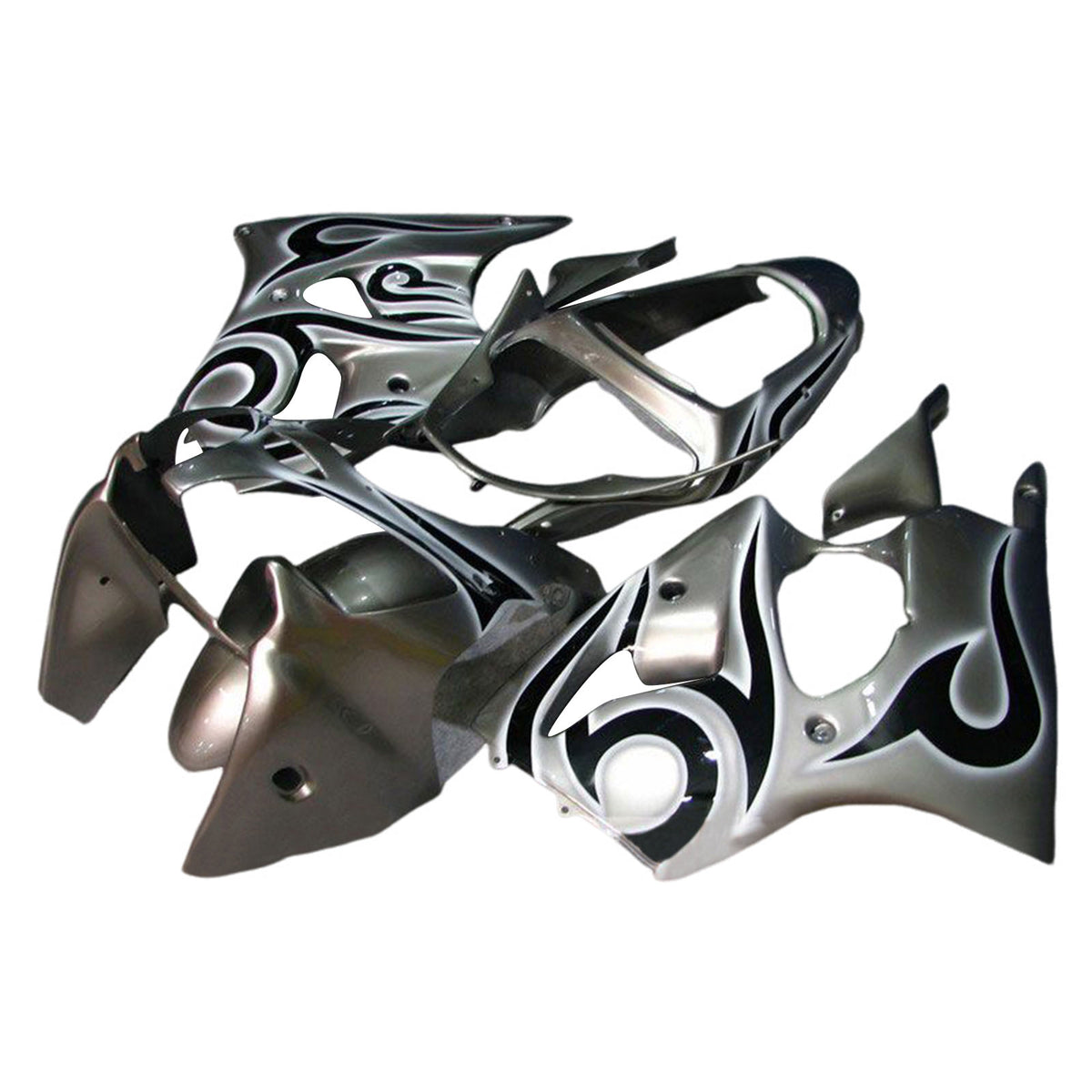 Amotopart 2000-2002 Kawasaki ZX6R 636 & 2005-2008 Kawasaki ZZR600 Grey Silver Fairing Kit