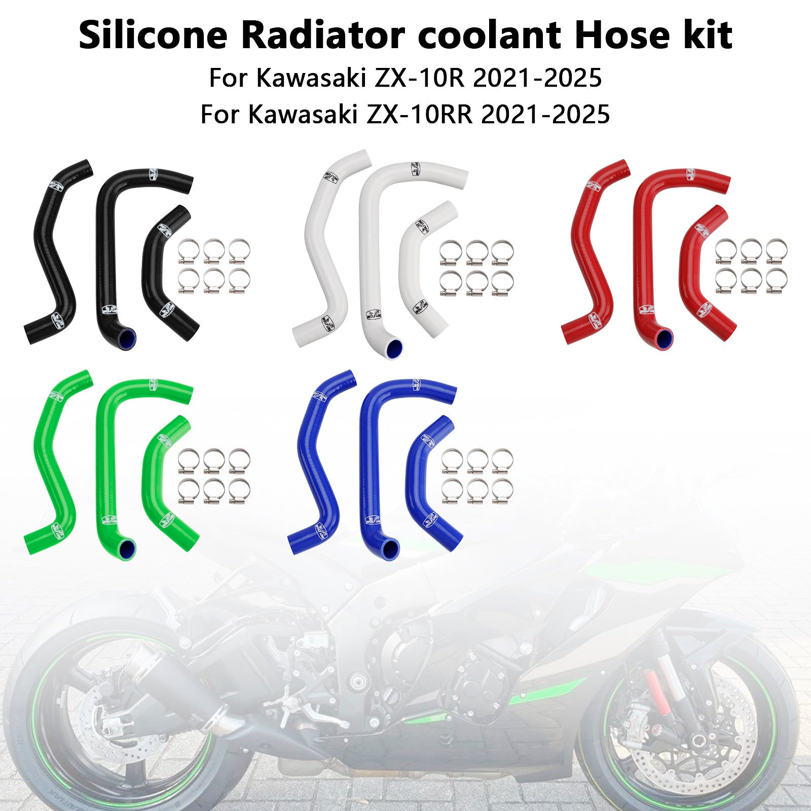2021-2025 Kawasaki ZX10R ZX-10RR Silicone Radiator coolant Hose