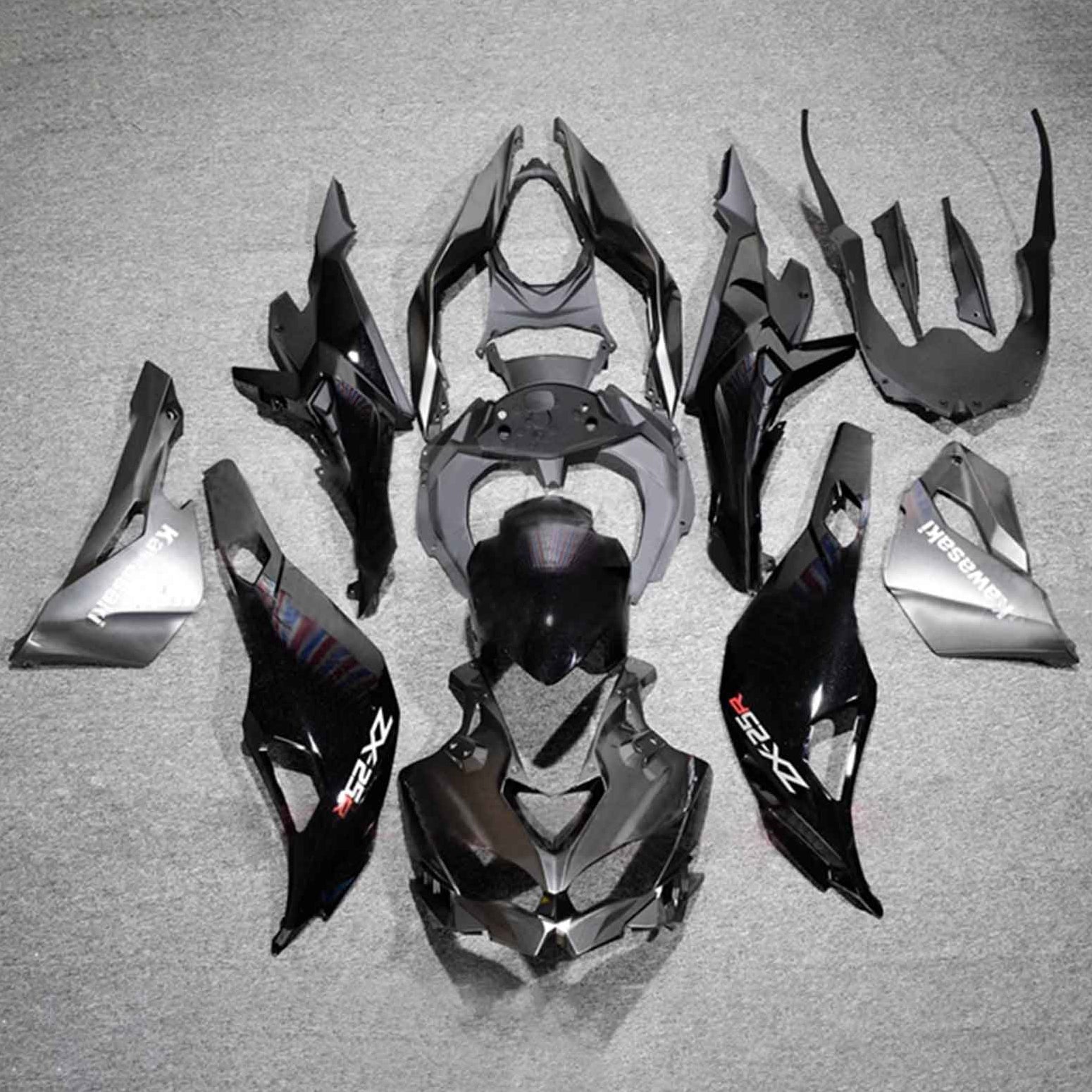 Amotopart 2019-2024 Ninja ZX-25R ZX-4R ZX-4RR Kawasaki Black&Grey Fairing Kit