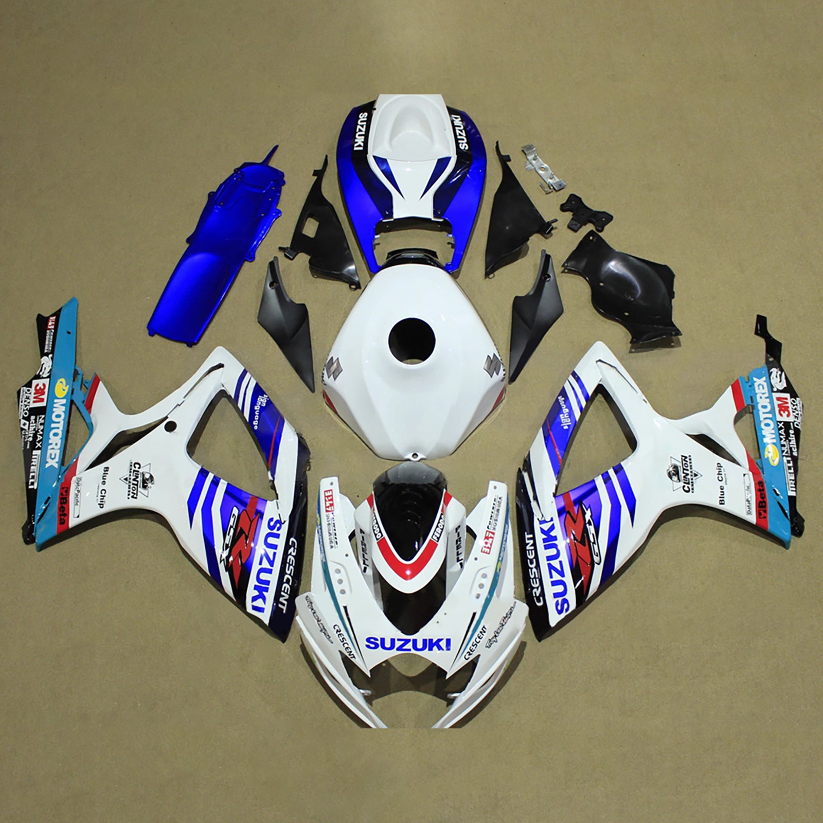 Amotopart 2006-2007 Suzuki GSXR 600/750 White Blue Fairing Kit