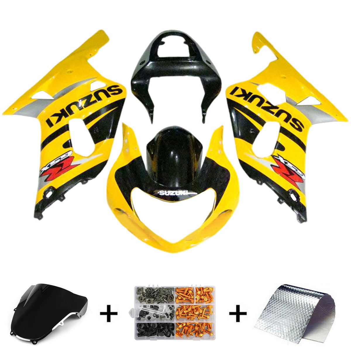 Amotopart 2000-2002 K1 K2 GSXR1000 Suzuki Black&Yellow Style2 Fairing Kit