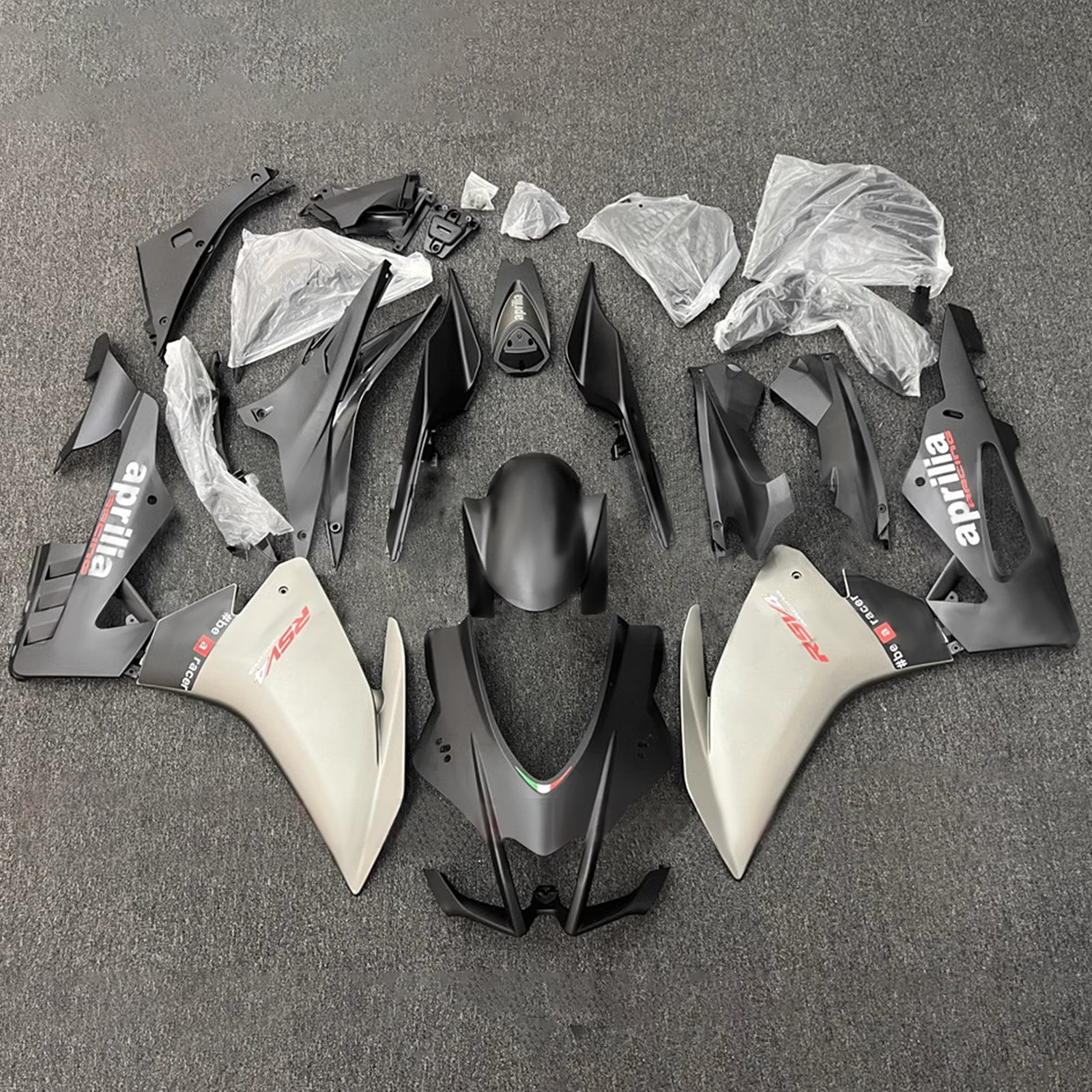 Amotopart 2016-2020 Aprilia RSV4 1000 Black Gray Fairing Kit