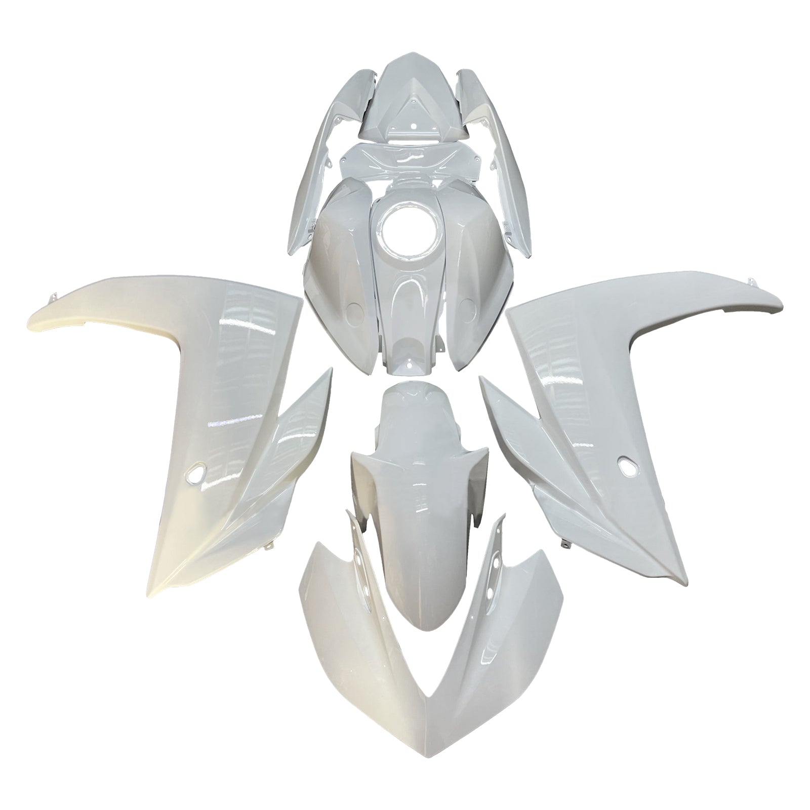 Amotopart Yamaha 2014-2018 YZF R3 2015-2017 YZF R25 Glossy Full White Fairing Kit