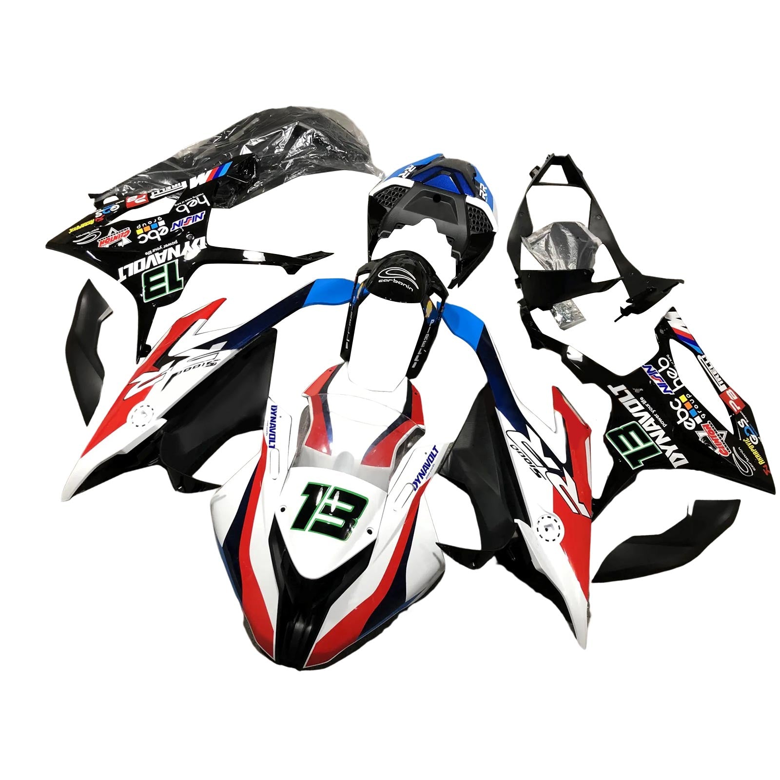 Amotopart BMW S1000RR 2019-2022 Kit de carénage bleu et rouge Style 6