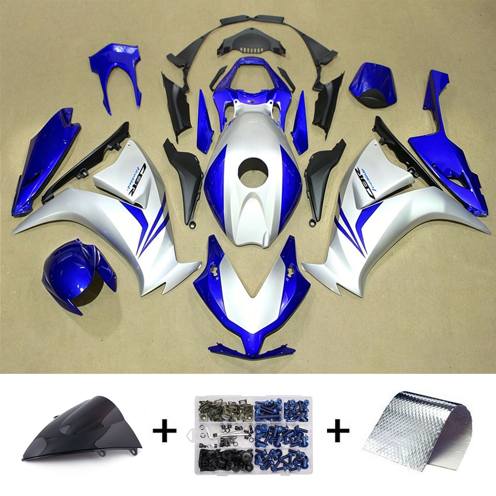 Amotopart 2012-2016 Honda CBR1000RR White/Blue Fairing Kit