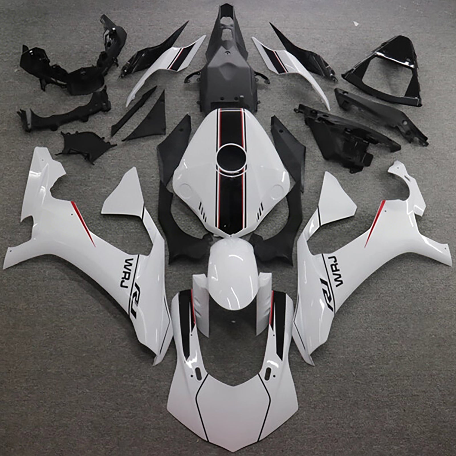 Amotopart 2015-2019 Yamaha YZF 1000 R1 White/Black Fairing Kit