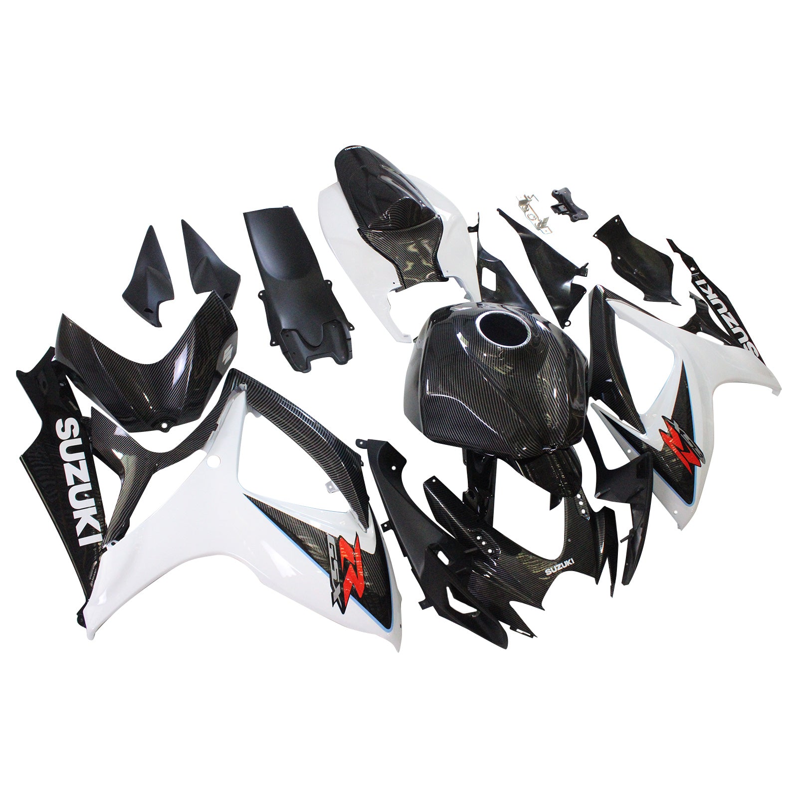 Amotopart 2006-2007 SUZUKI GSXR 600/750 K6 Carbon Fiber Black&White Fairing Kit