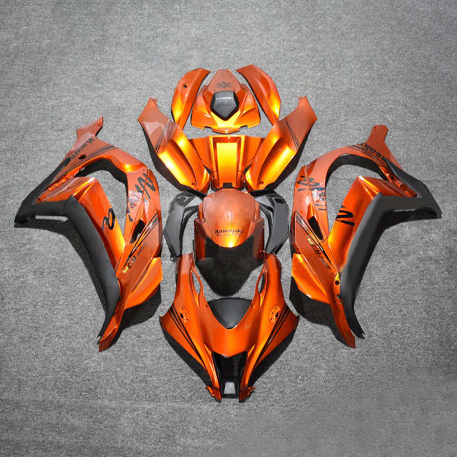 Amotopart 2016-2020 ZX10R Kawasaki Orange&Black Fairing Kit