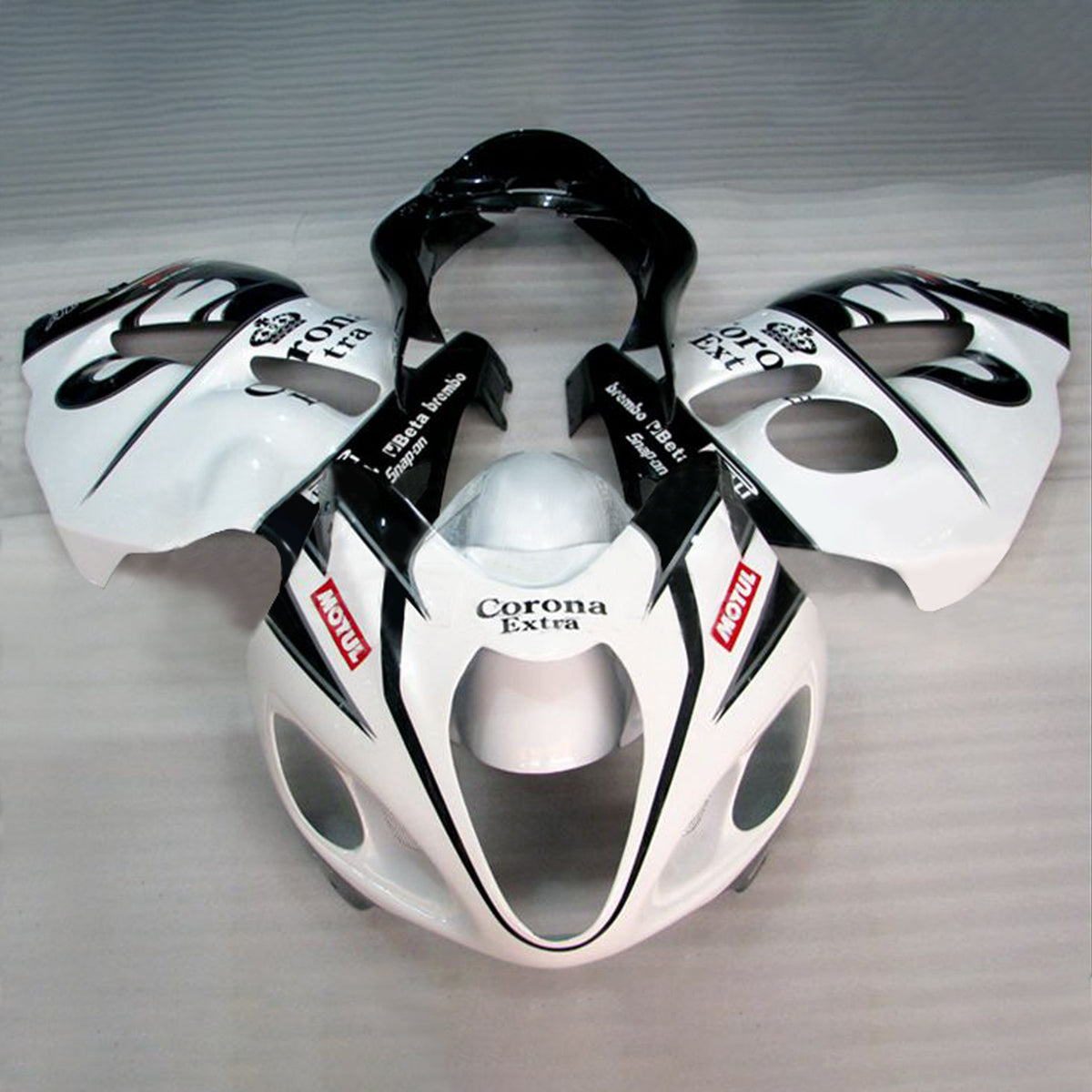 Amotopart 1999-2007 Suzuki Hayabusa GSX1300R Kit de carenado estilo 1 en blanco y negro