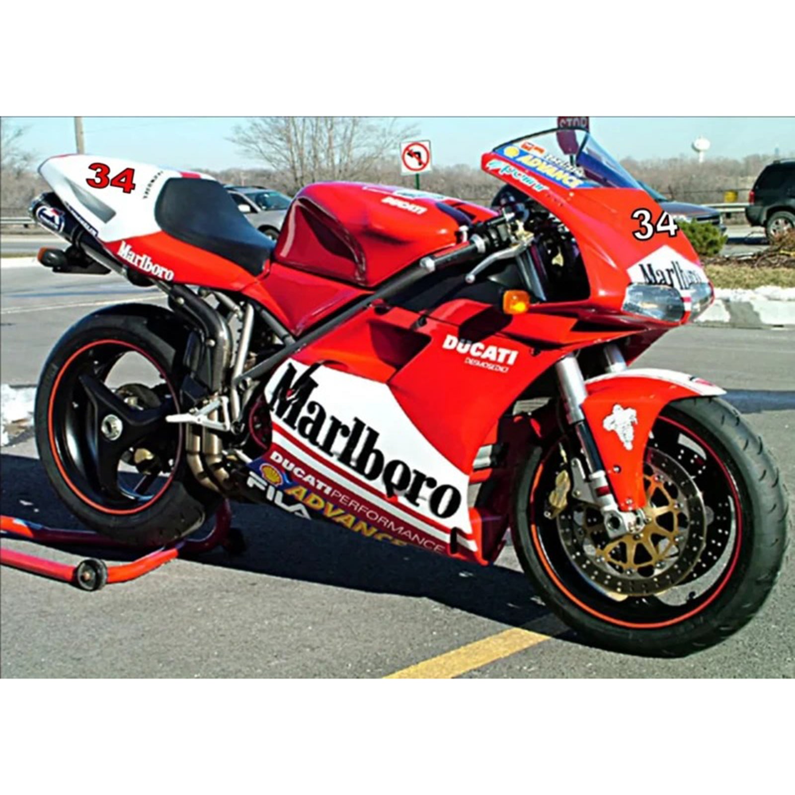 Amotopart Kit carena Ducati 996 748 1996-2002 Rosso&amp;Bianco Style4