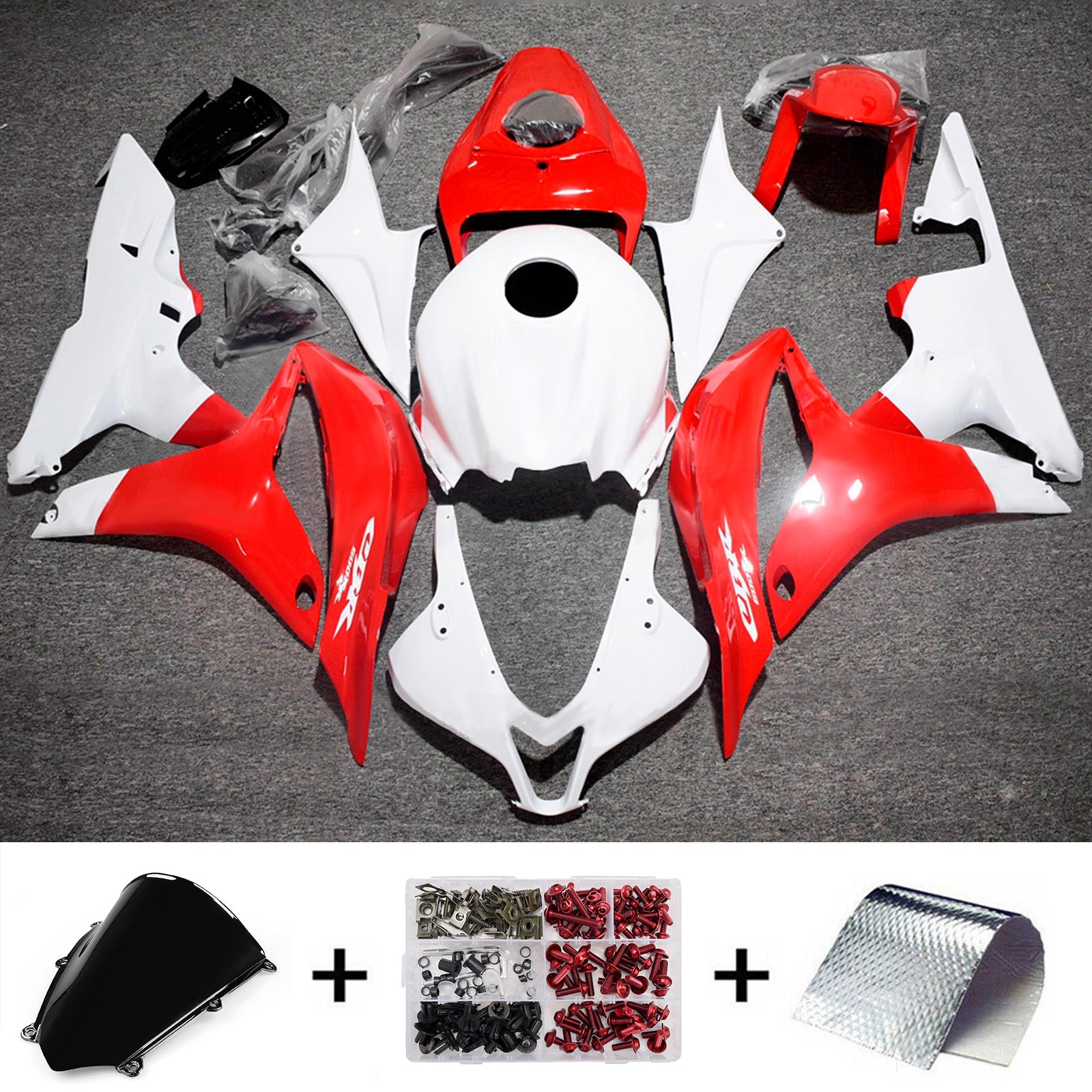 Zestaw owiewek Amotopart 2007-2008 do Hondy CBR600RR w kolorze biało-czerwonym