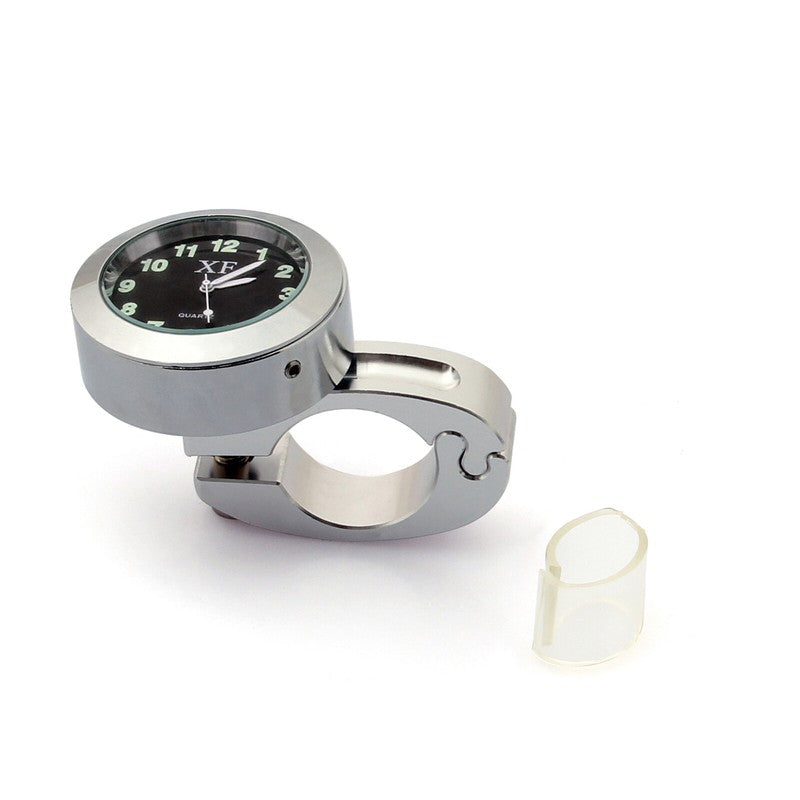 Motorcycle Handlebar To Bar Mount Clock Universal 1-1/4" 7/8" Cruiser Watch