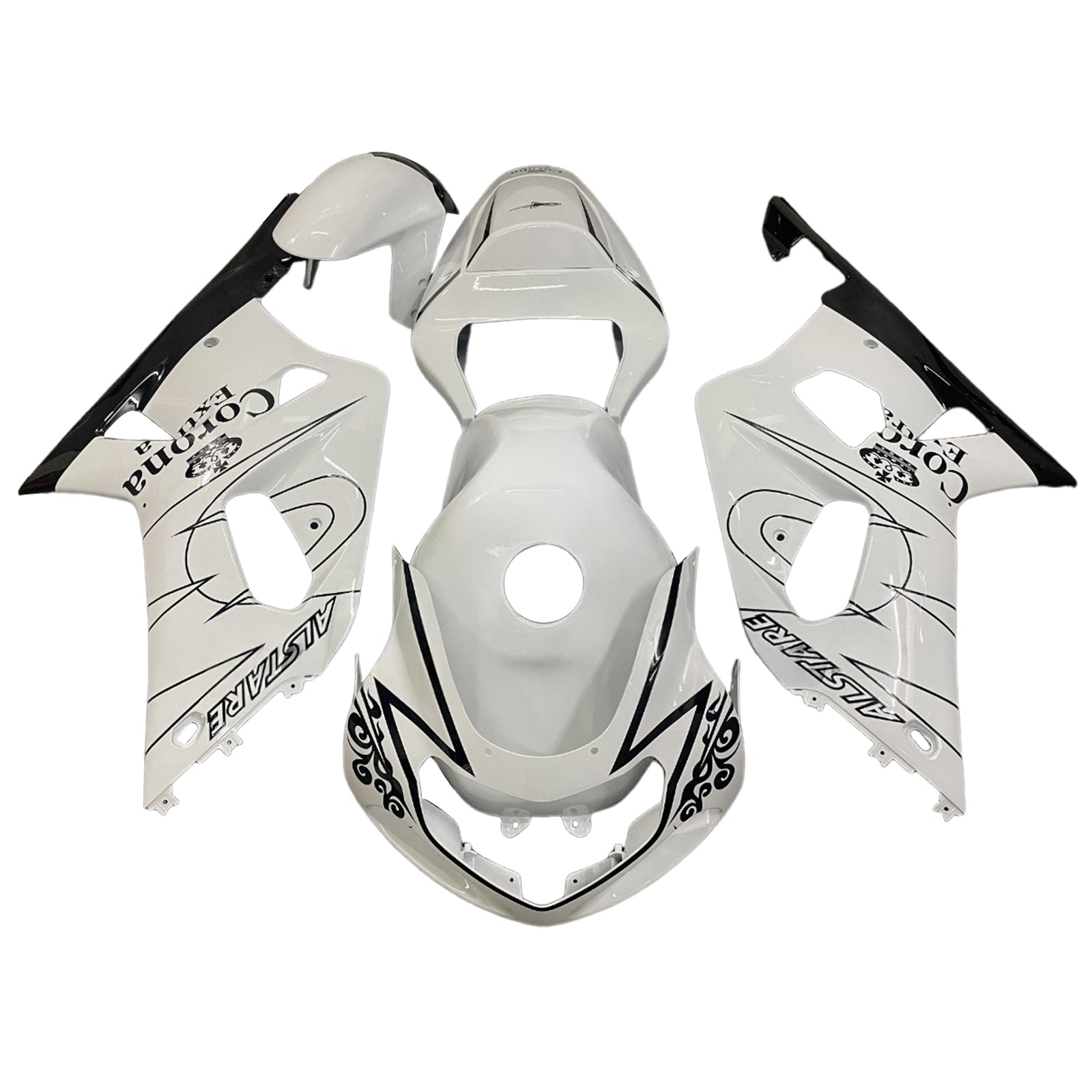 Amotopart Suzuki 00-03 GSXR 750 & 01-03 GSXR 600 White Black Line Fairing Kit