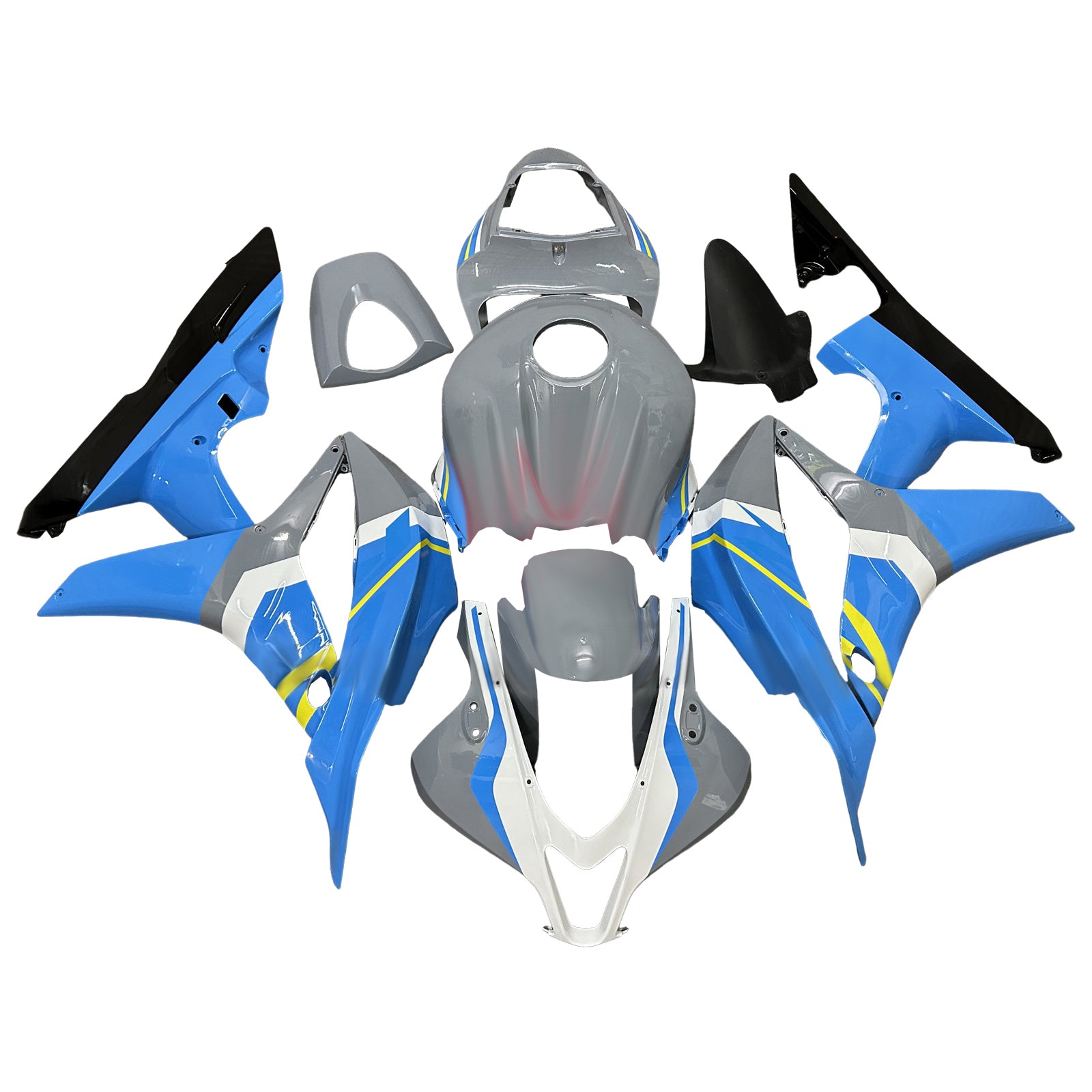 Amotopart 2007-2008 Honda CBR600RR Kit de carénage bleu gris