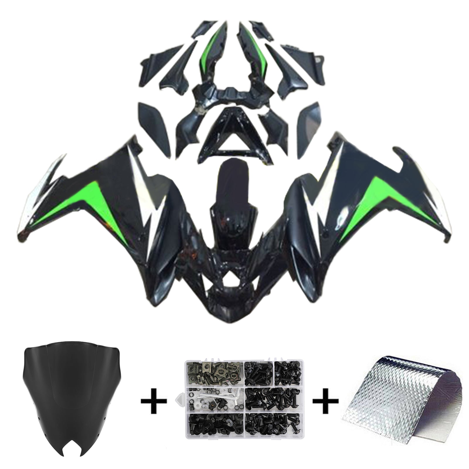 Amotopart 2009-2015 Yamaha FZ6R Green Black Fairing Kit