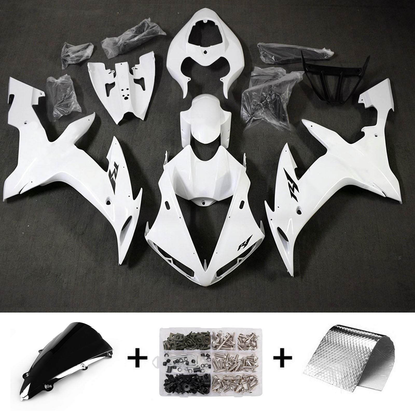 Amotopart 2004-2006 Yamaha YZF 1000 R1 White Fairing Kit