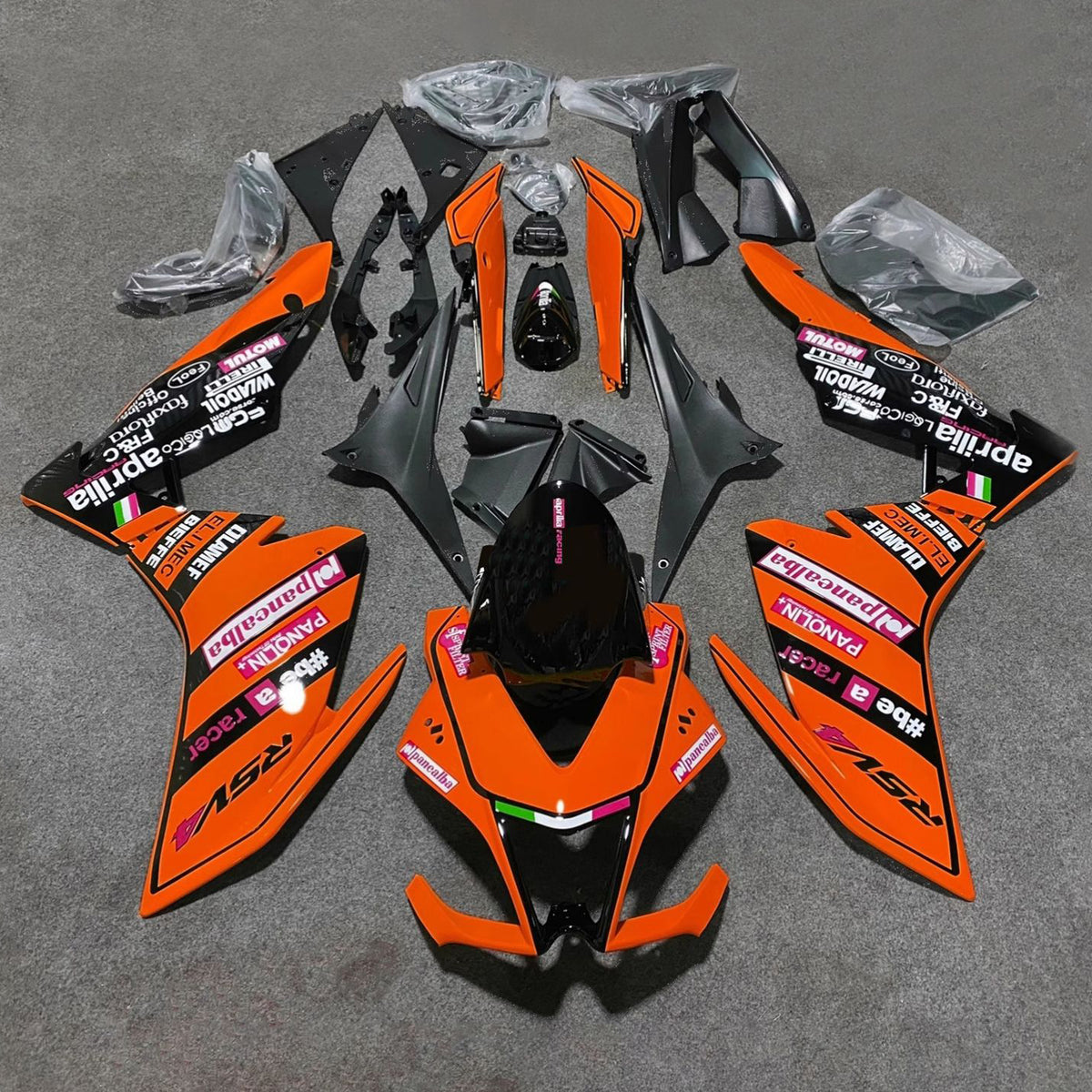 Amotopart 2009-2015 Aprilia RSV4 1000 Black Orange Fairing Kit