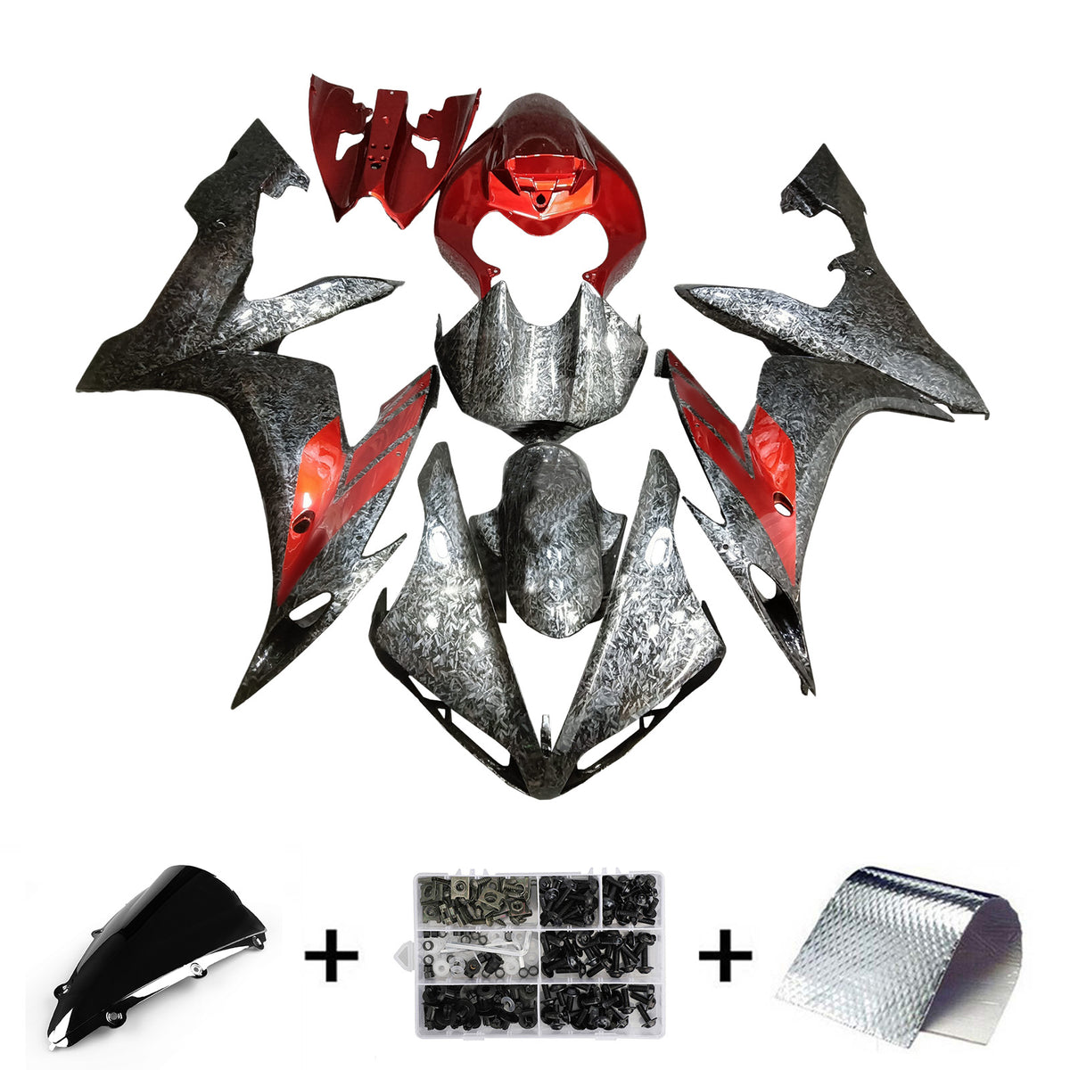 Amotopart 2004-2006 Yamaha YZF-R1 Forged Carbon Fiber Red Fairing Kit