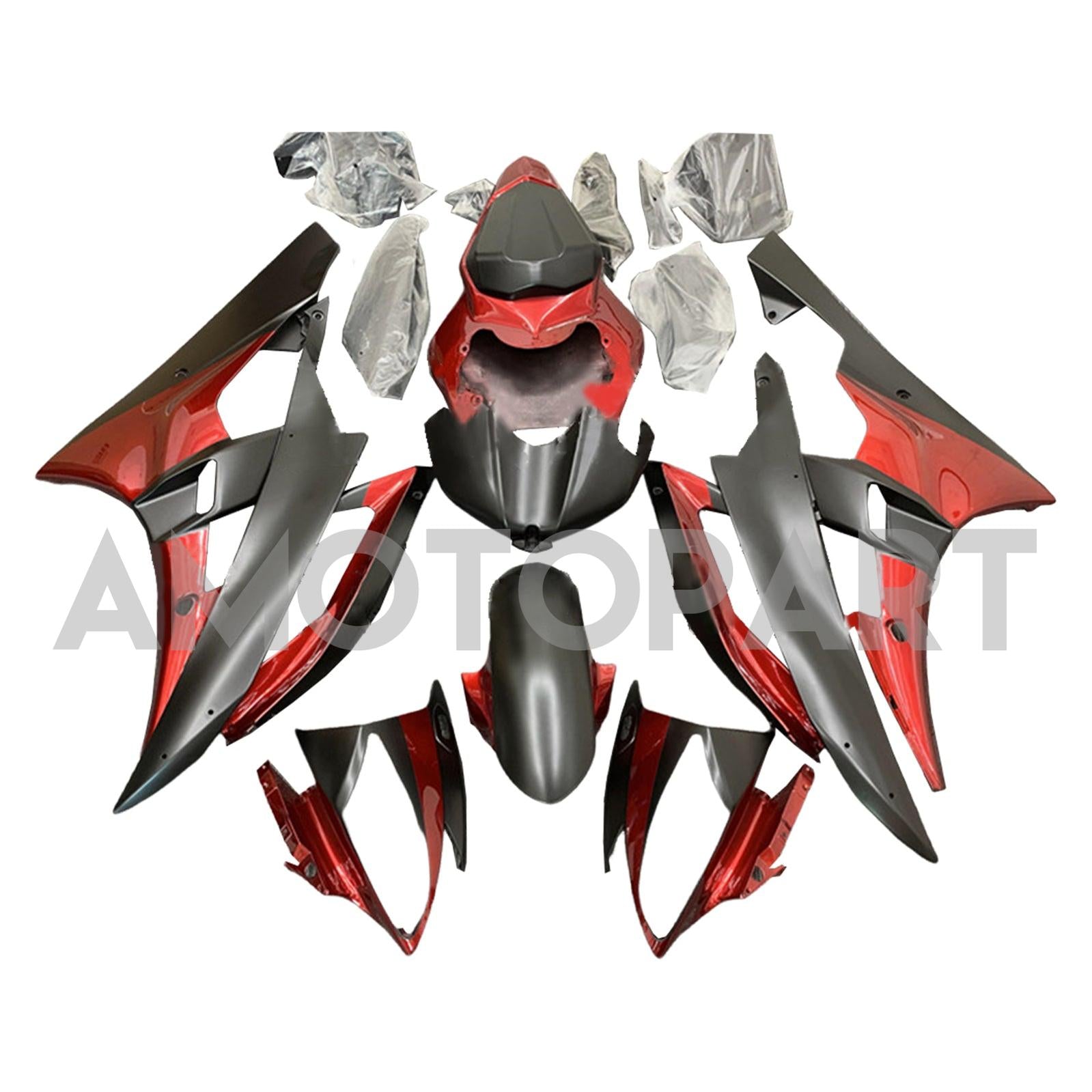 Amotopart 2006-2007 Yamaha YZF 600 R6 Colección de kit de carenado negro y azul