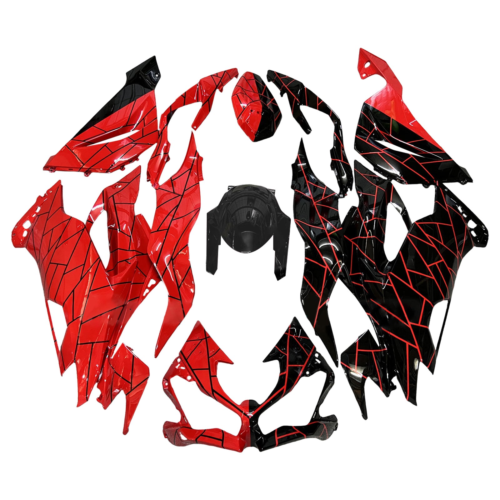 Amotopart 2019-2023 Kawasaki ZX6R Red Black Fairing Kit