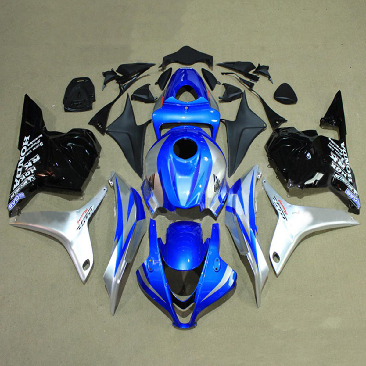 Amotopart 2009-2012 Honda CBR600RR Kit de carénage noir blanc bleu