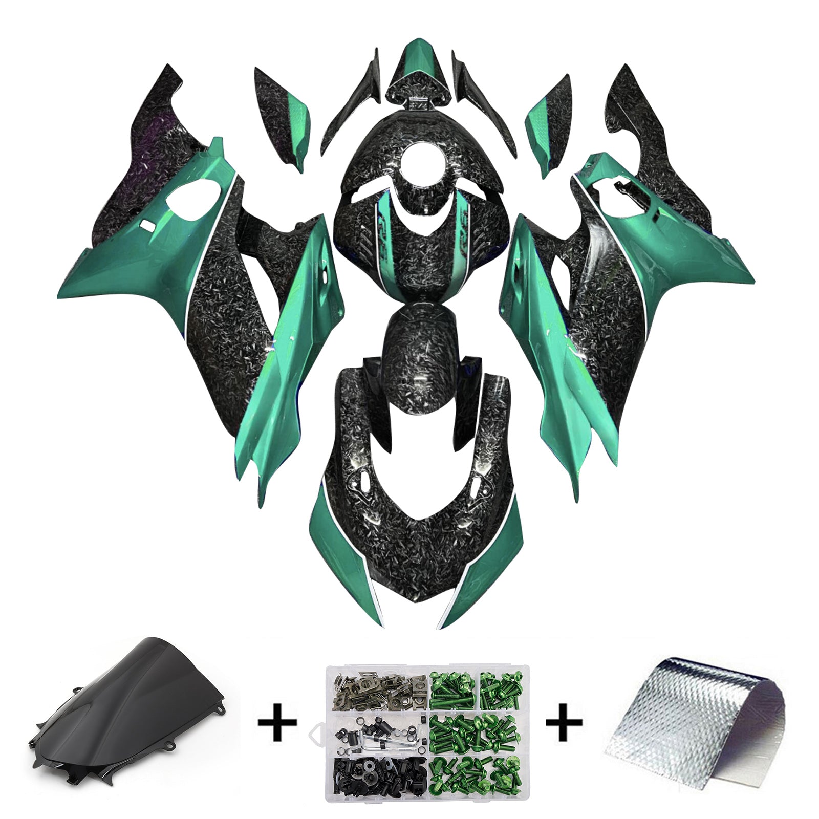 Amotopart 2017-2023 Yamaha YZF-R6 Forged Carbon Fiber Green Fairing Kit