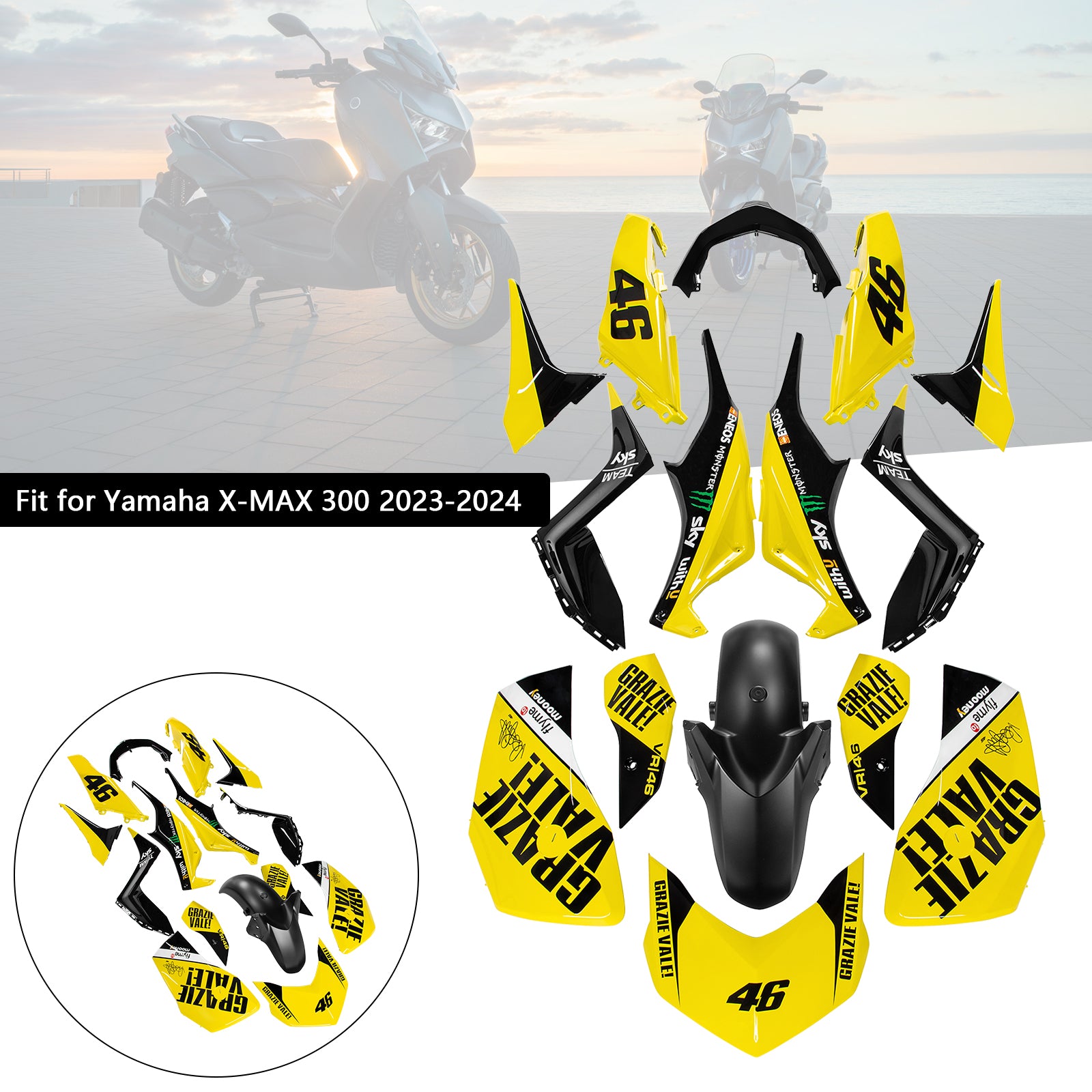 Amotopart 2023-2024 Yamaha X MAX 300 Verkleidungssatz