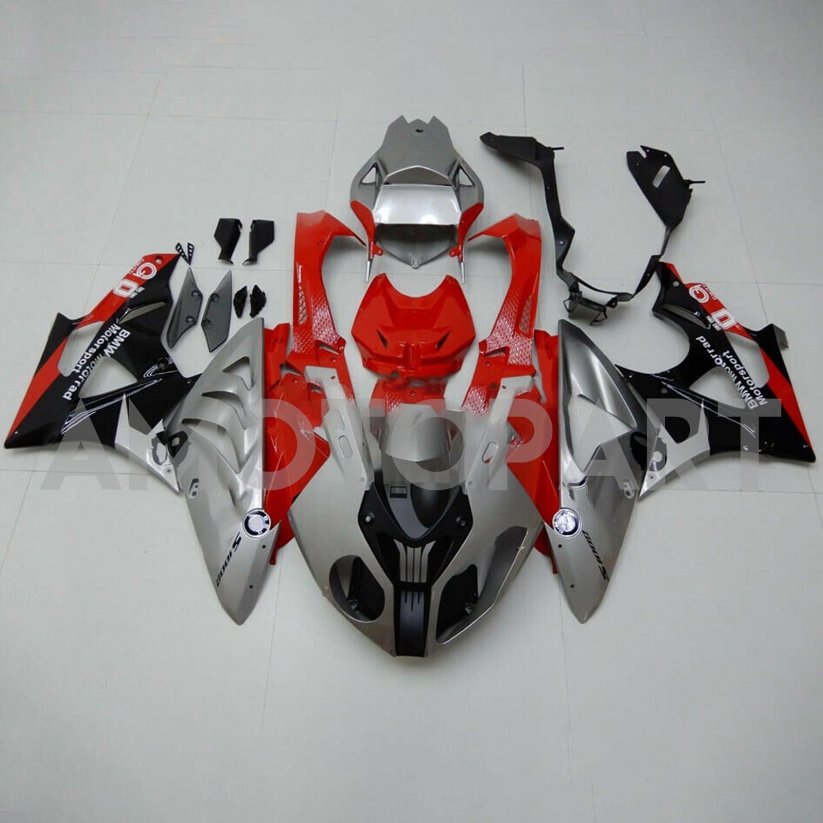 Amotopart 2009-2014 S1000RR BMW Kit de carenado gris y rojo