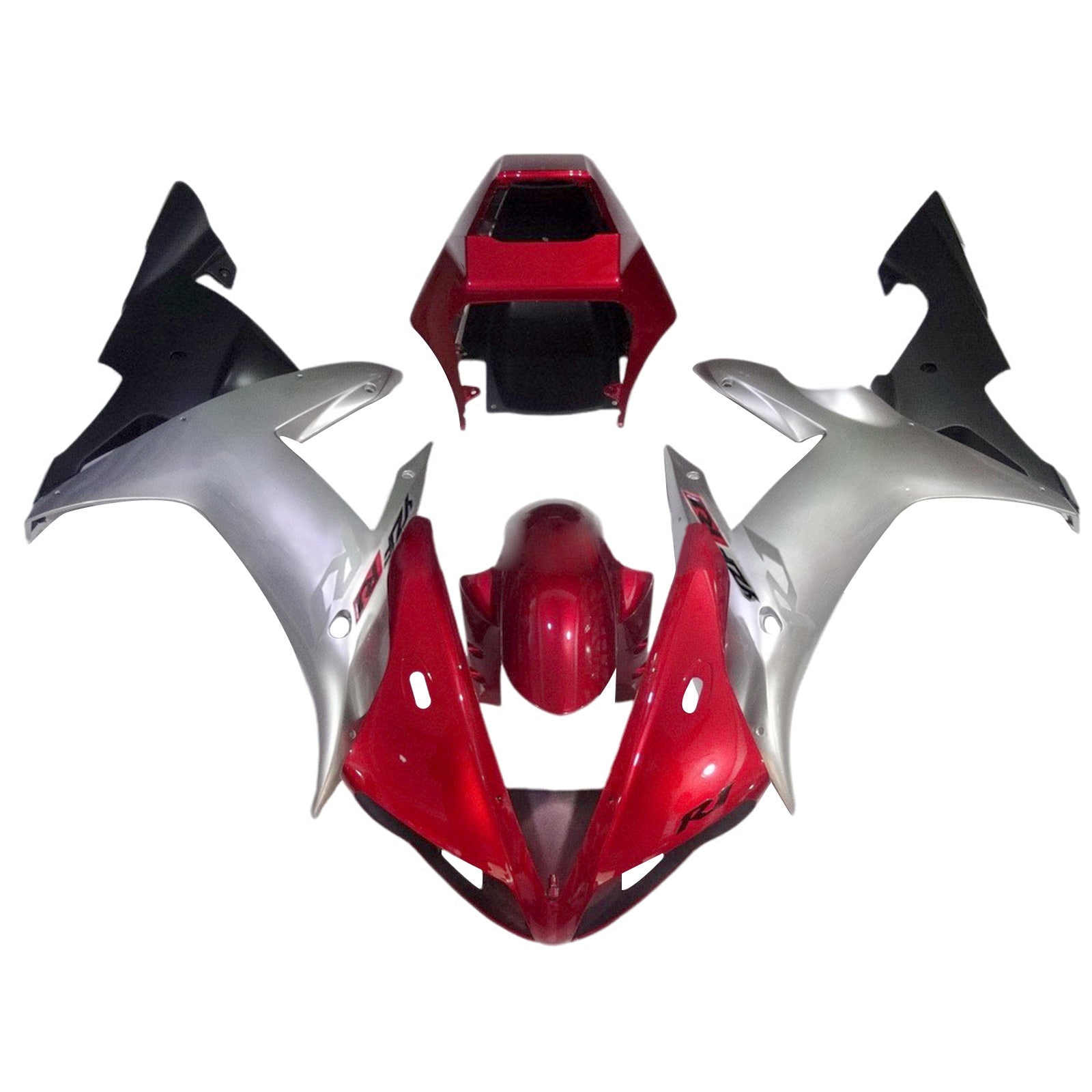 Amotopart 2002-2003 Yamaha YZF R1 Black Silver Red Fairing Kit