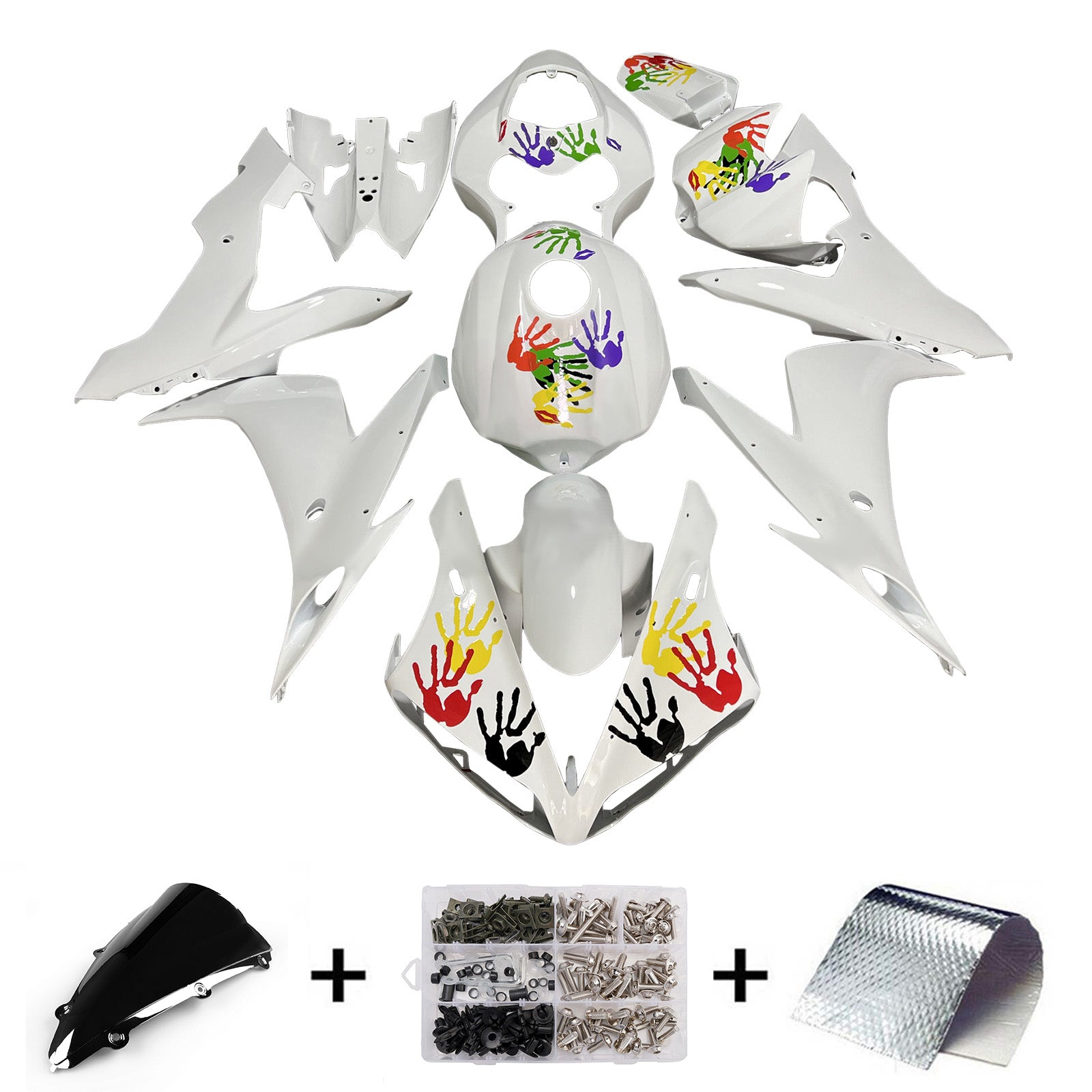 Amotopart 2004-2006 Yamaha YZF-R1 White Fairing Kit
