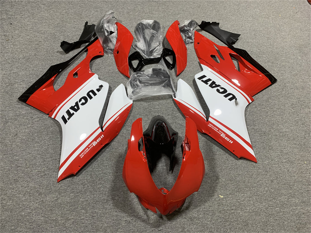 Amotopart Ducati 1199 899 2012-2015 Kit de carénage Style3 rouge et blanc