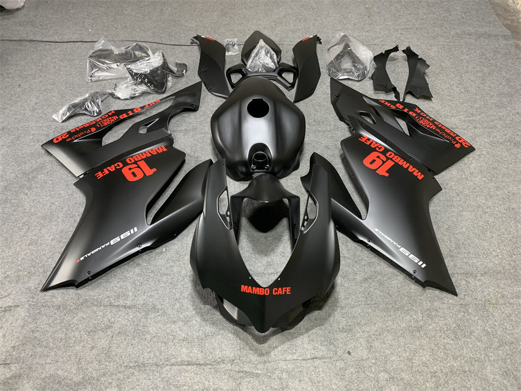 Amotopart Ducati 1199 899 2012-2015 マットブラック レッドロゴ付きフェアリングキット