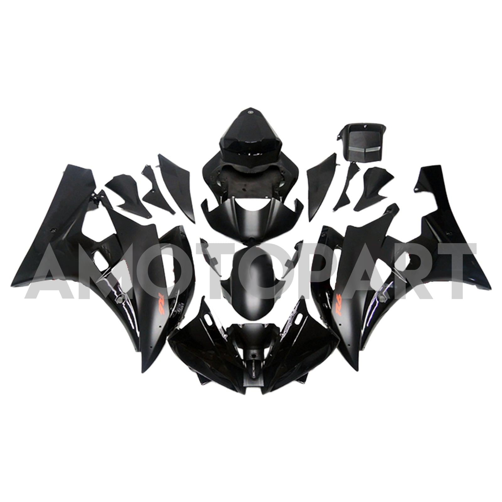 Amotopart 2006-2007 Yamaha YZF 600 R6 Colección de kit de carenado negro y azul